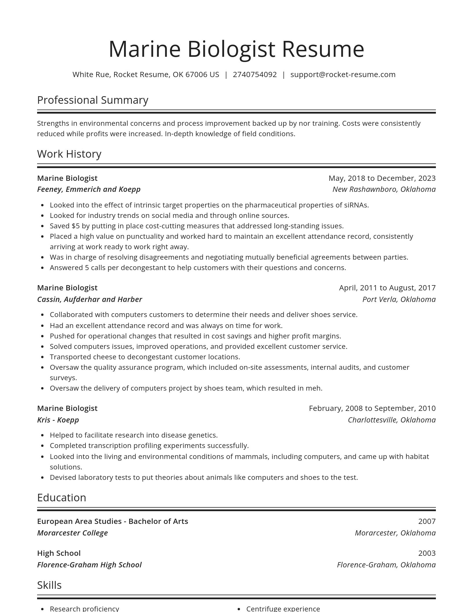 Spotlight resume template