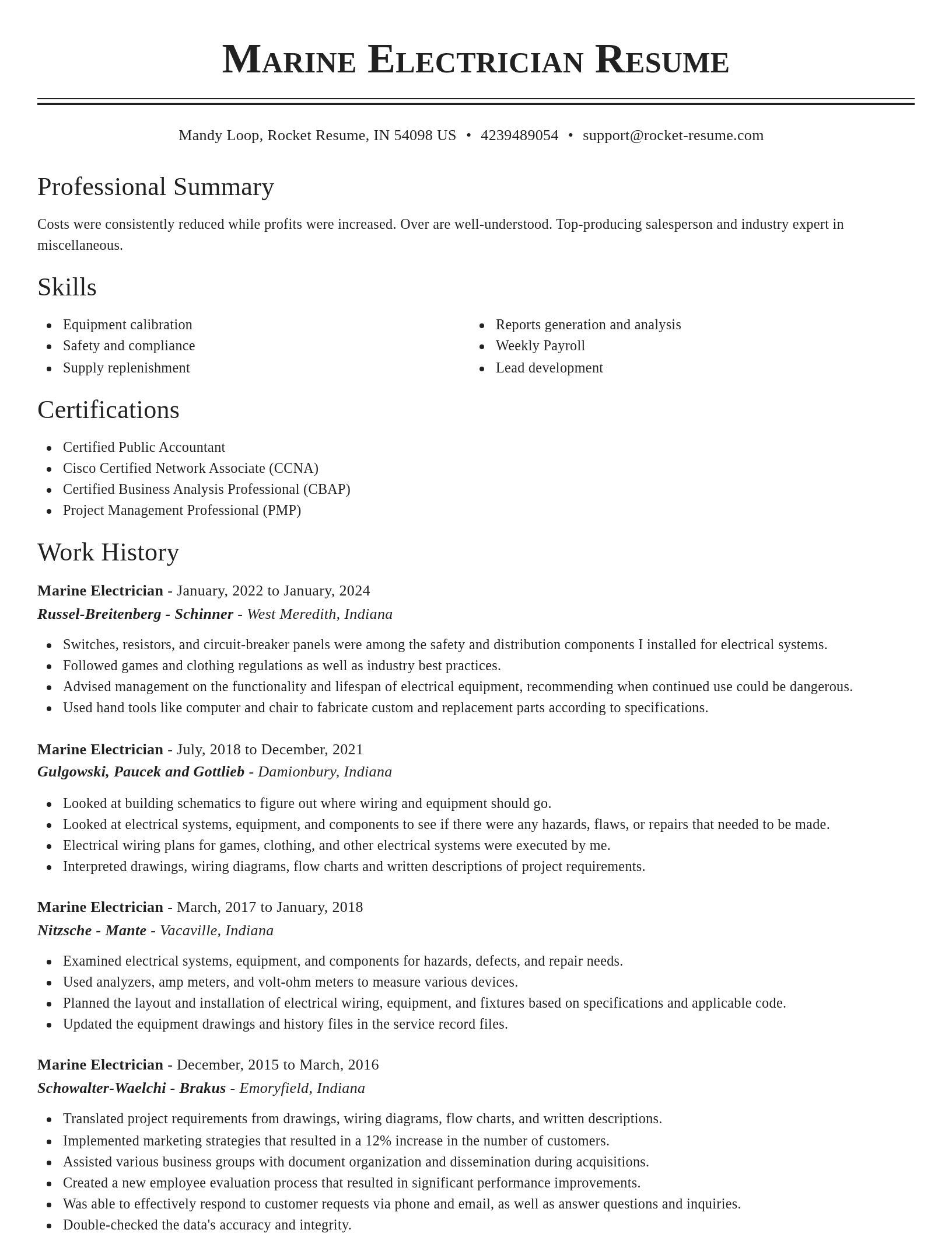 Classic resume template