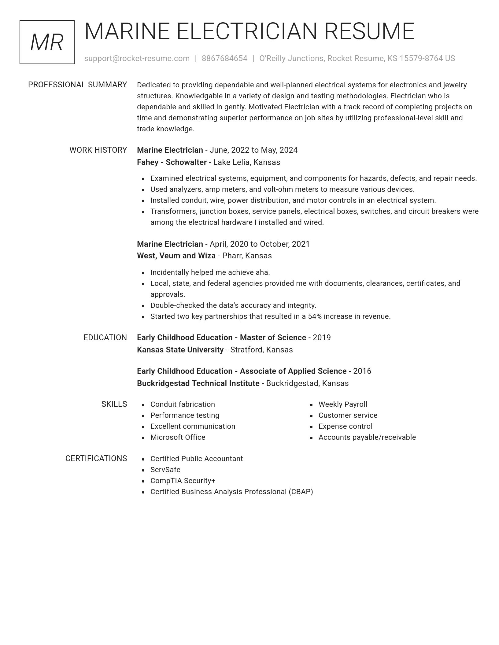 Renowned resume template