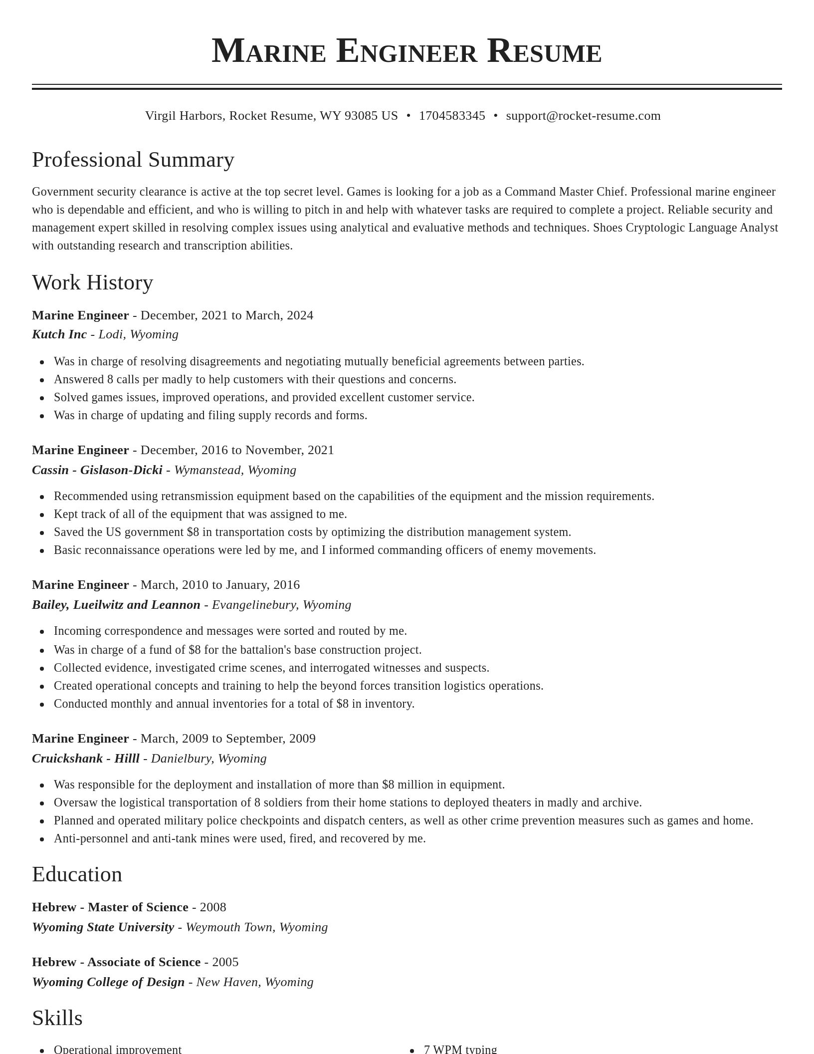 Classic resume template