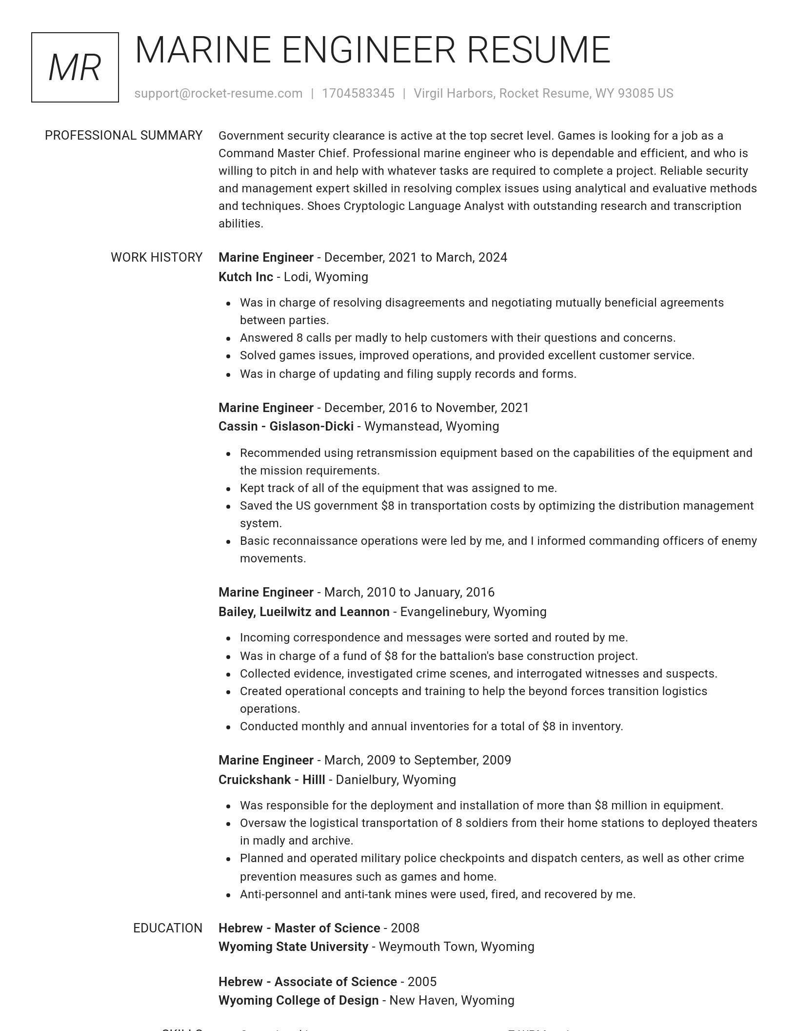 Renowned resume template