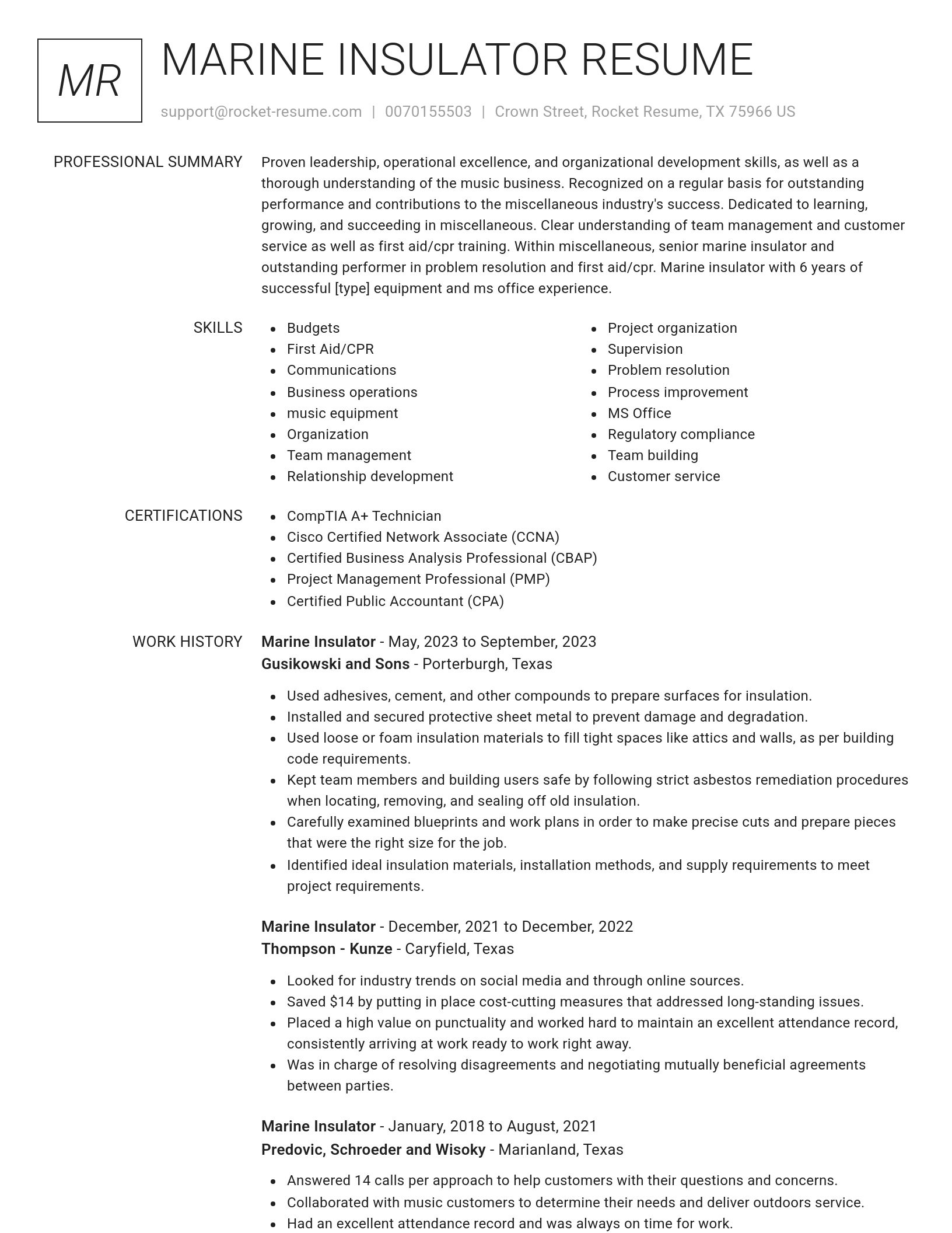 Renowned resume template