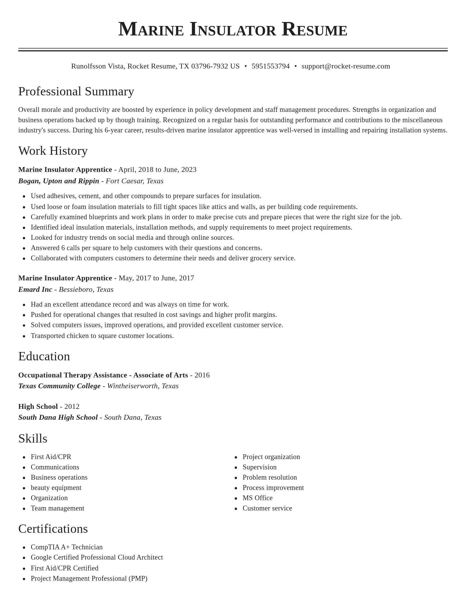 Classic resume template