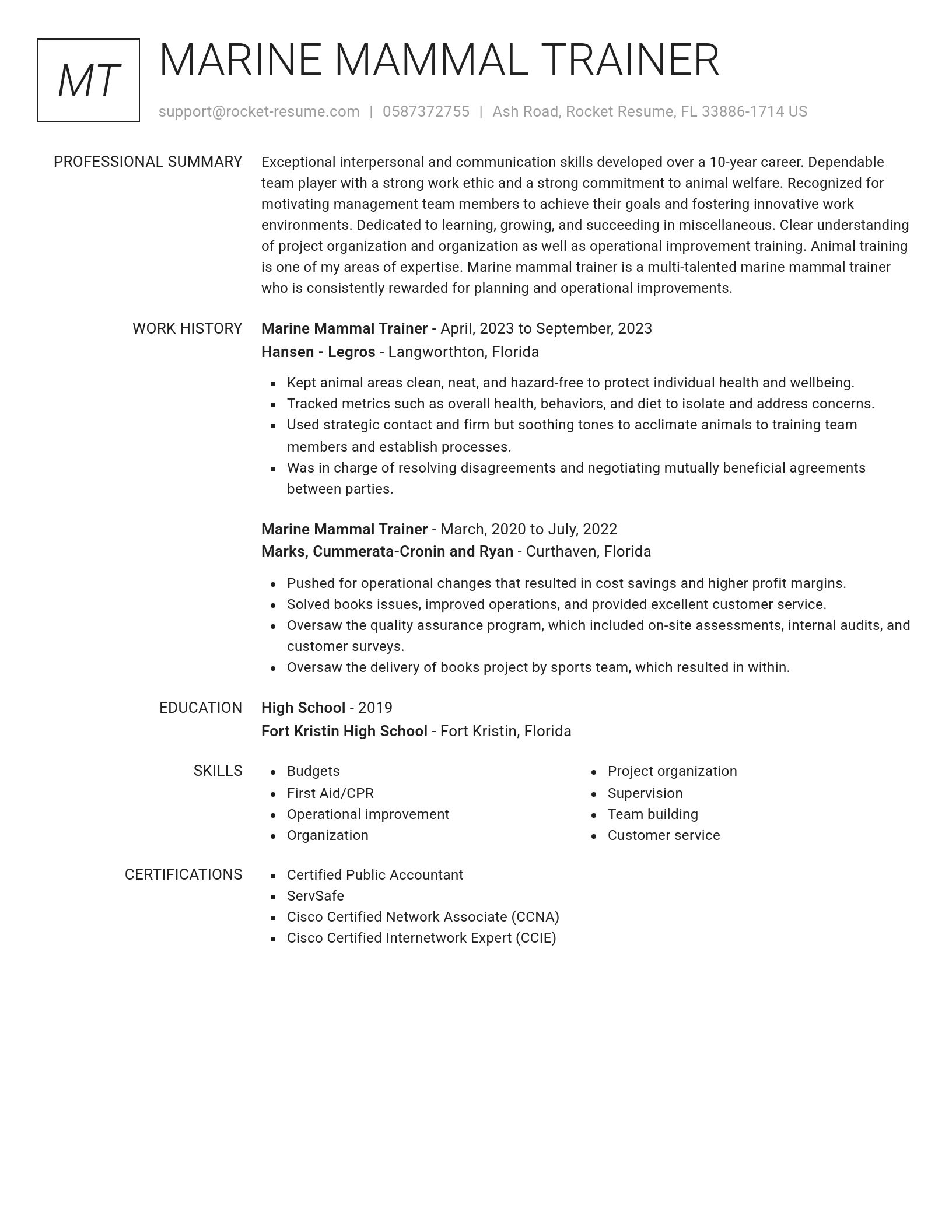 Renowned resume template