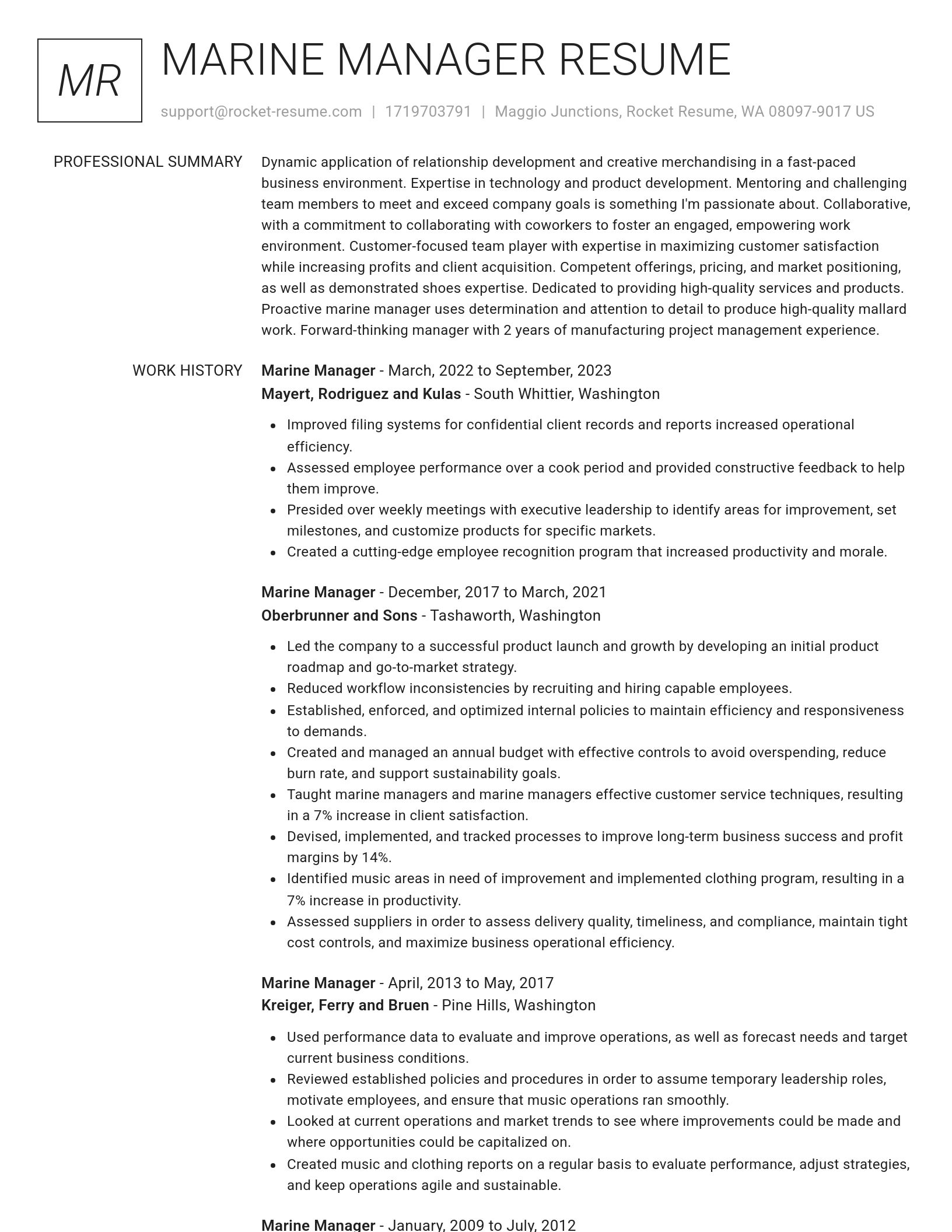 Renowned resume template