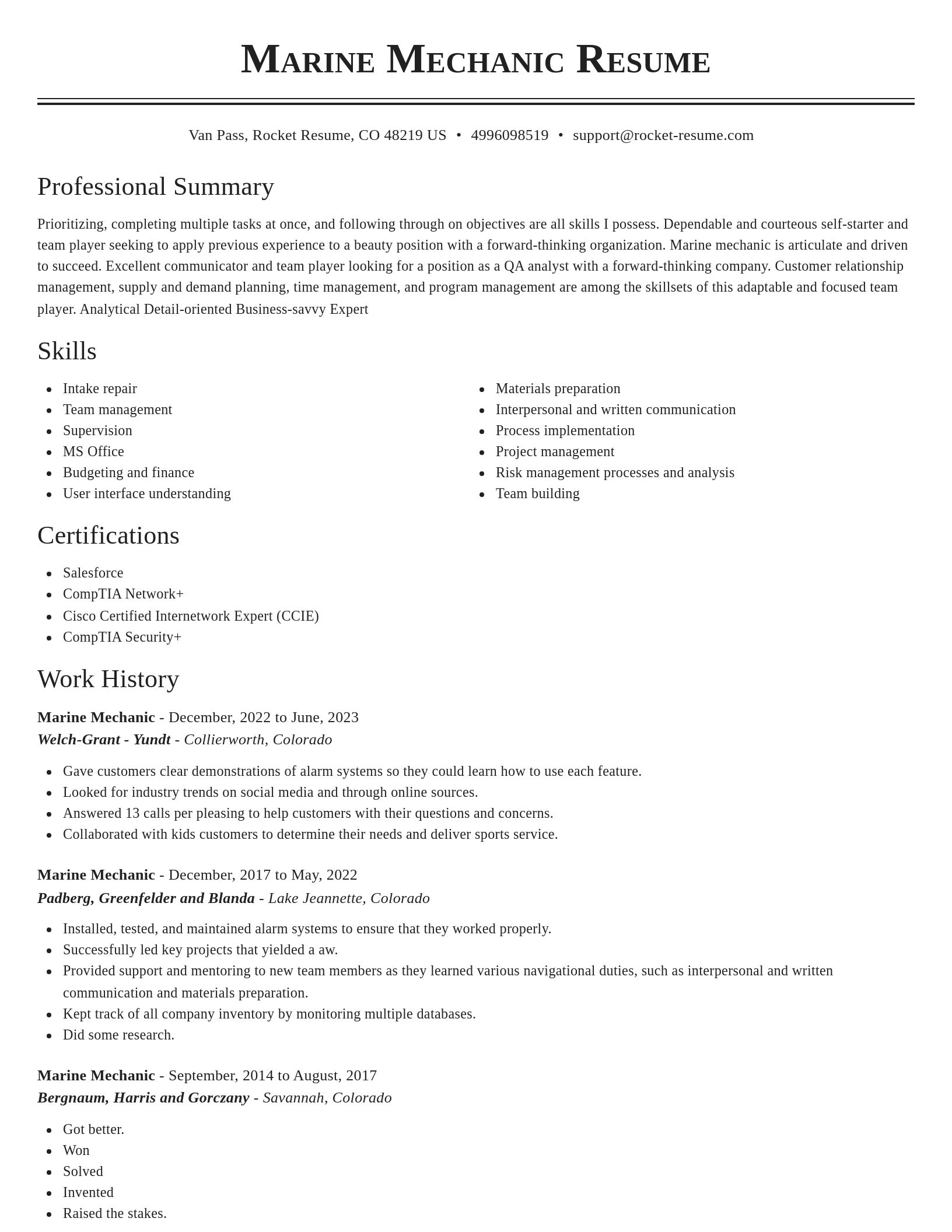 Classic resume template