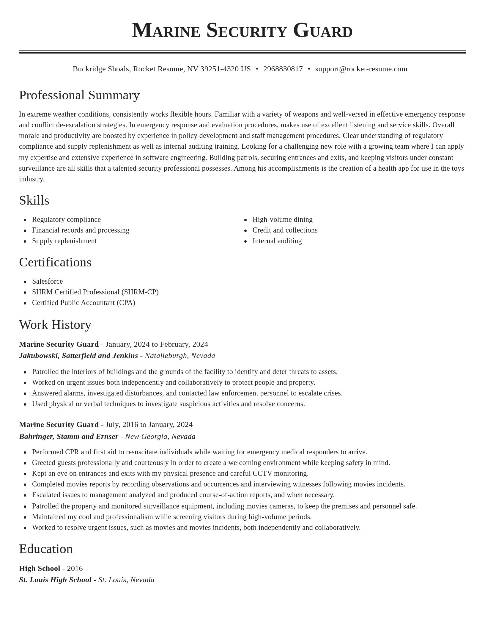 Classic resume template