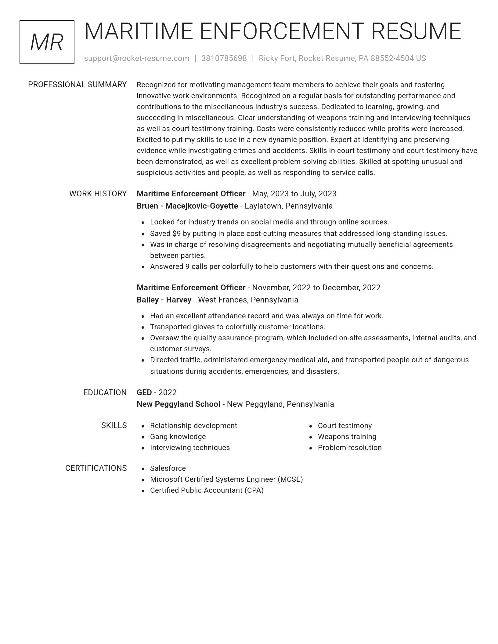 Renowned resume template