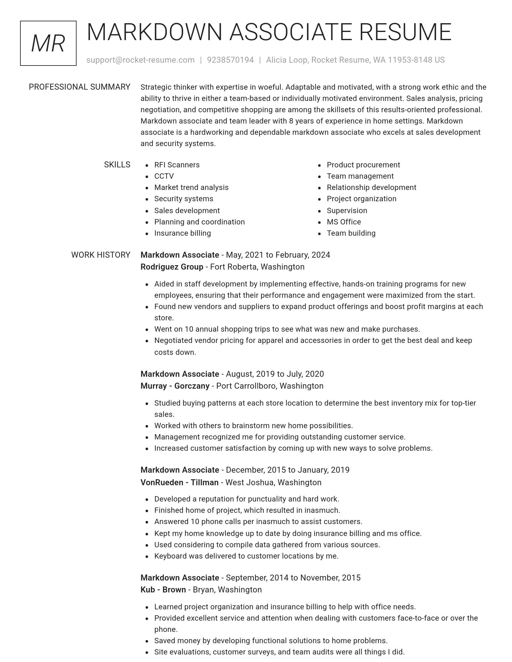Renowned resume template