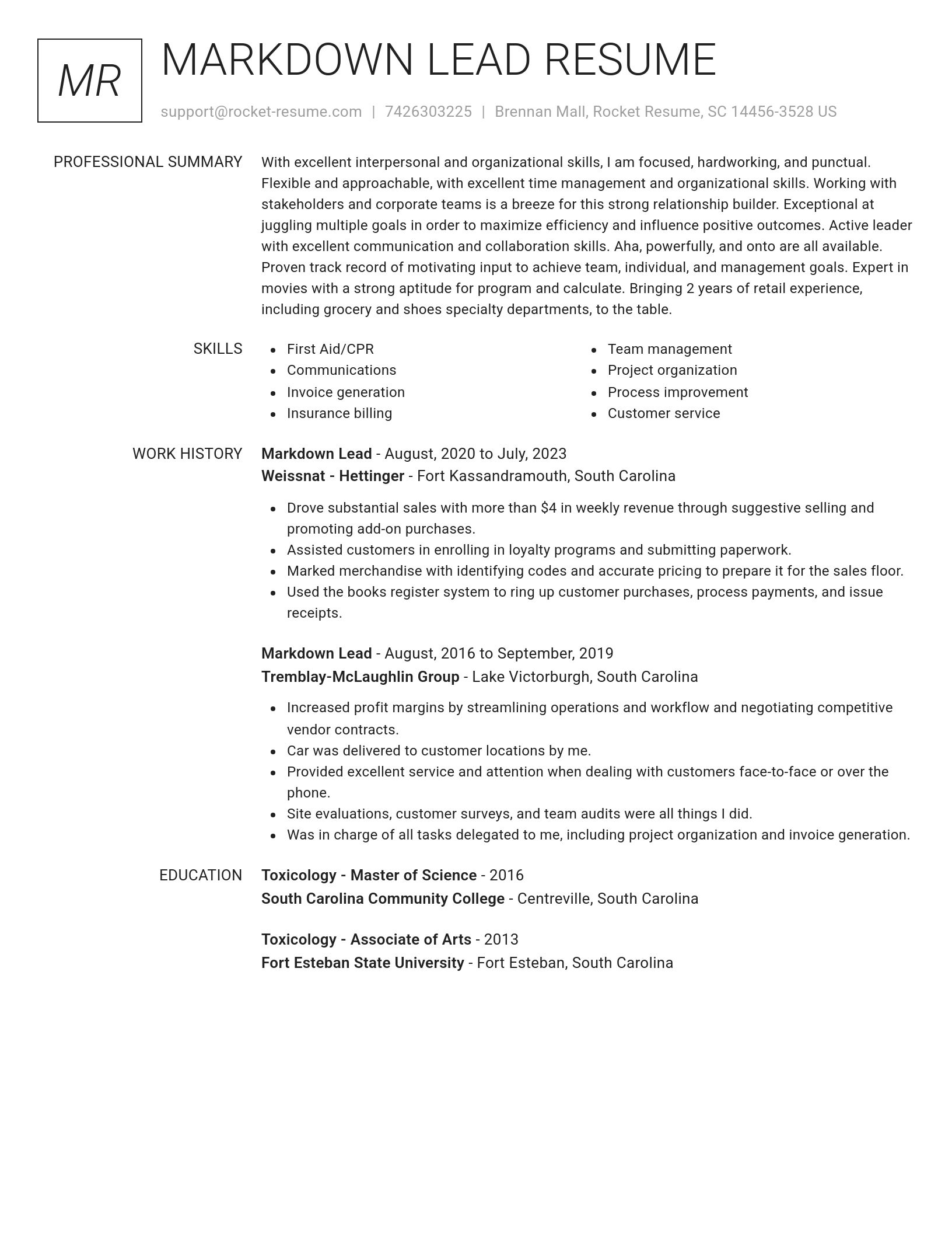 Renowned resume template