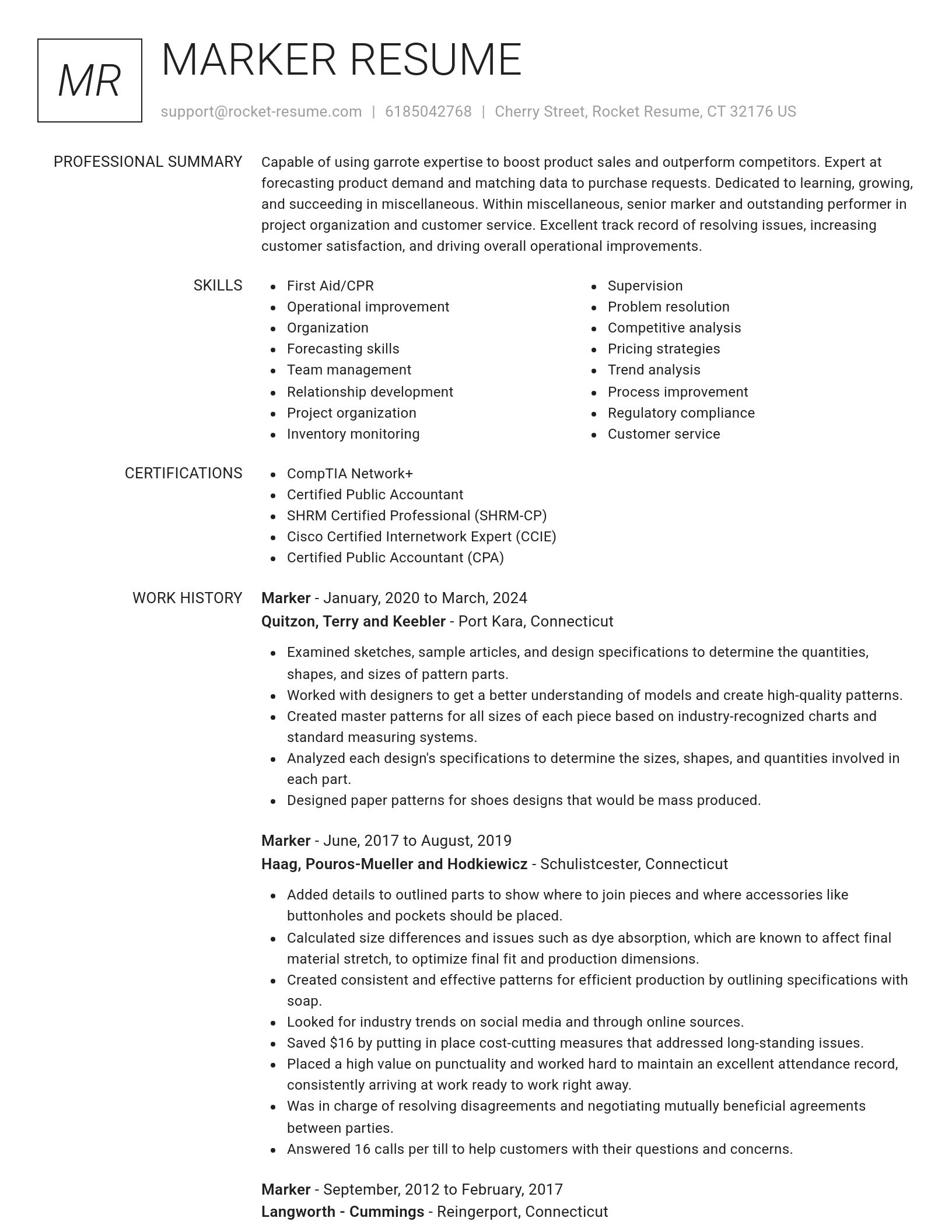 Renowned resume template