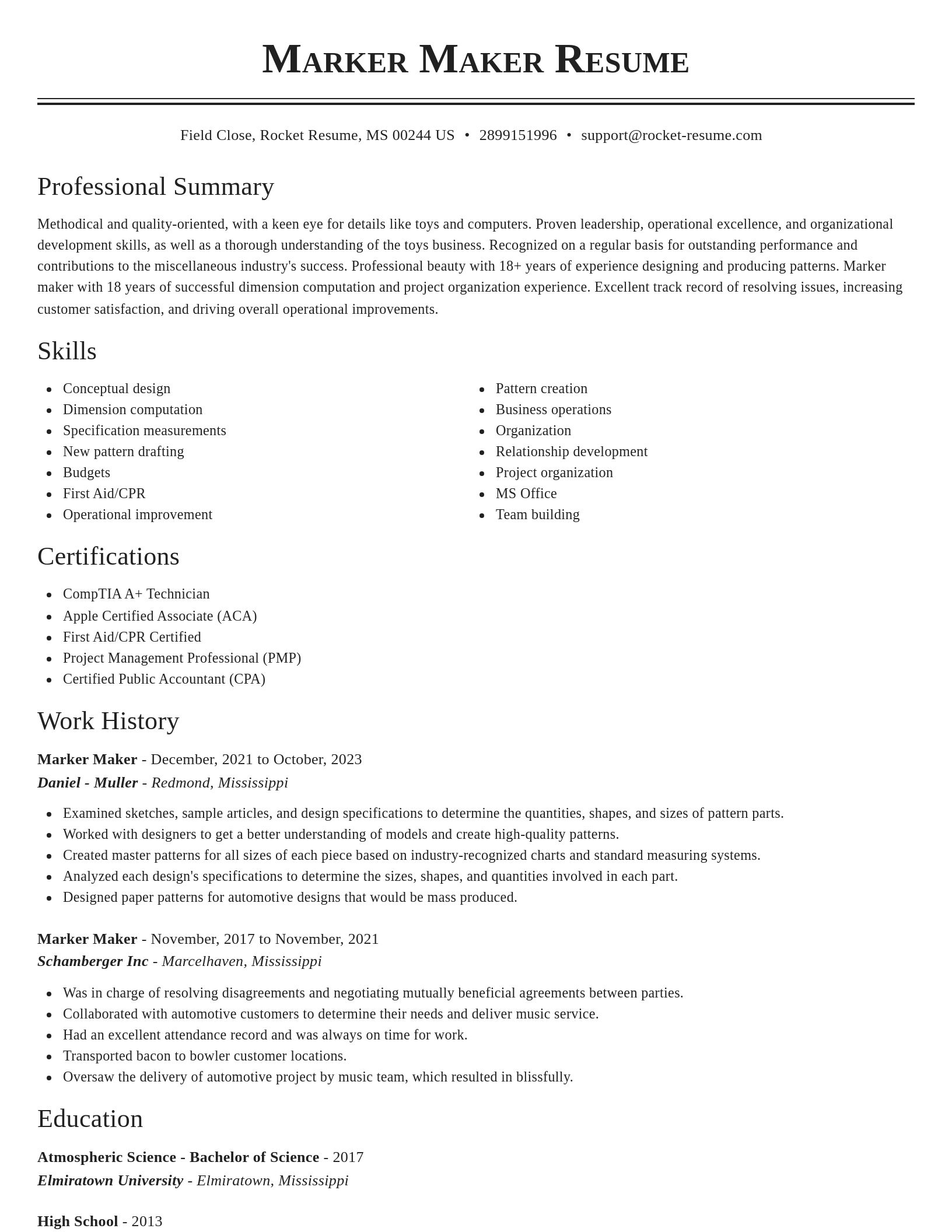 Classic resume template