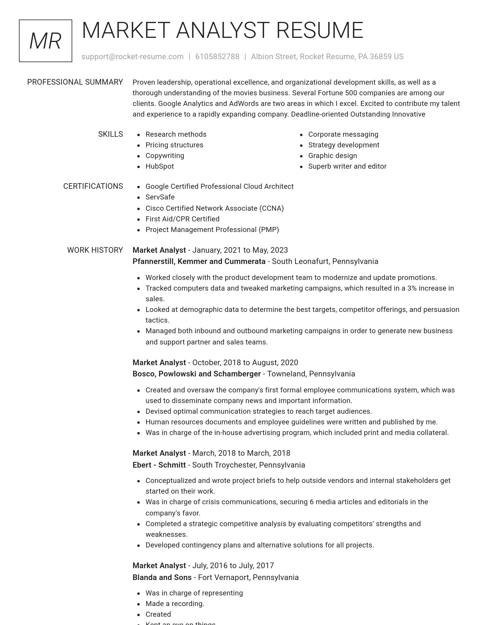 Renowned resume template