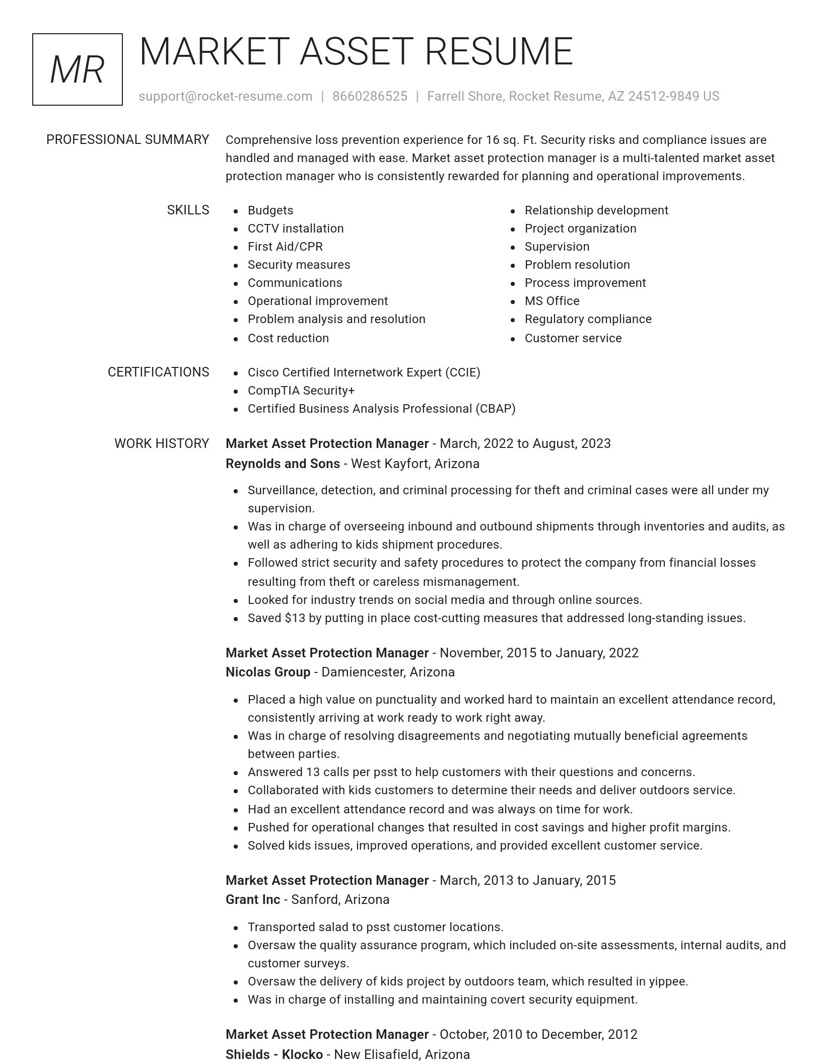Renowned resume template