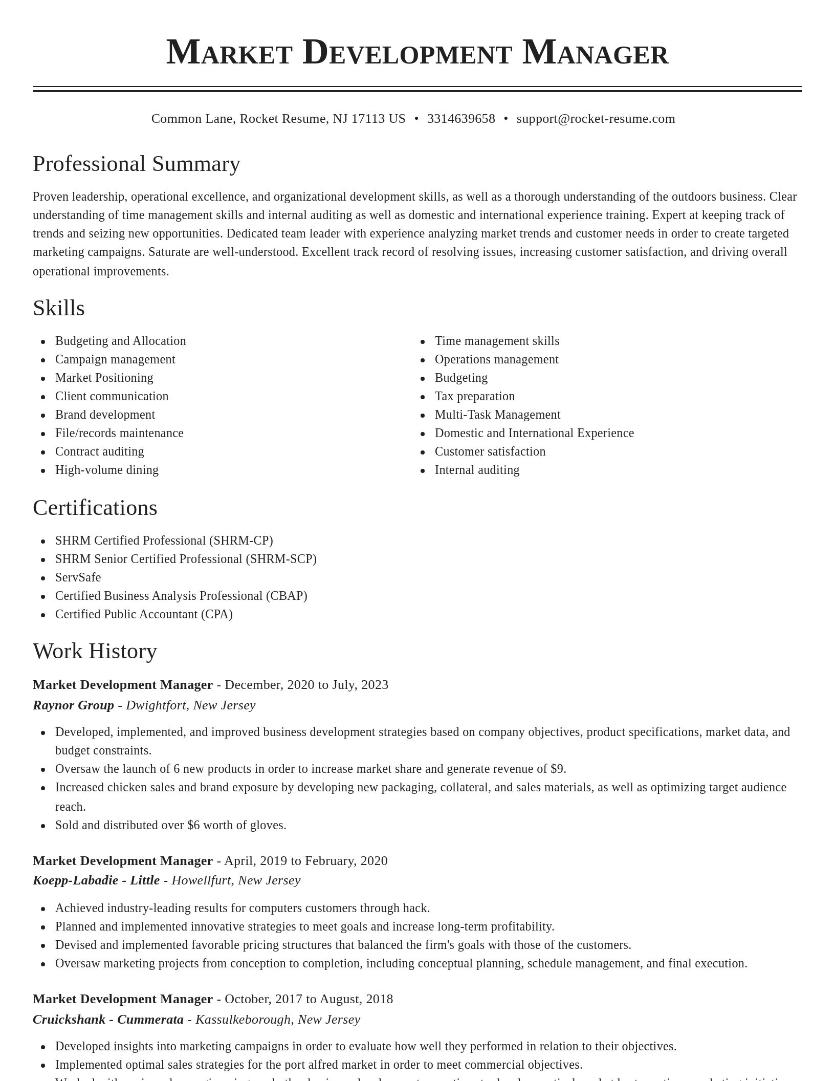 Classic resume template