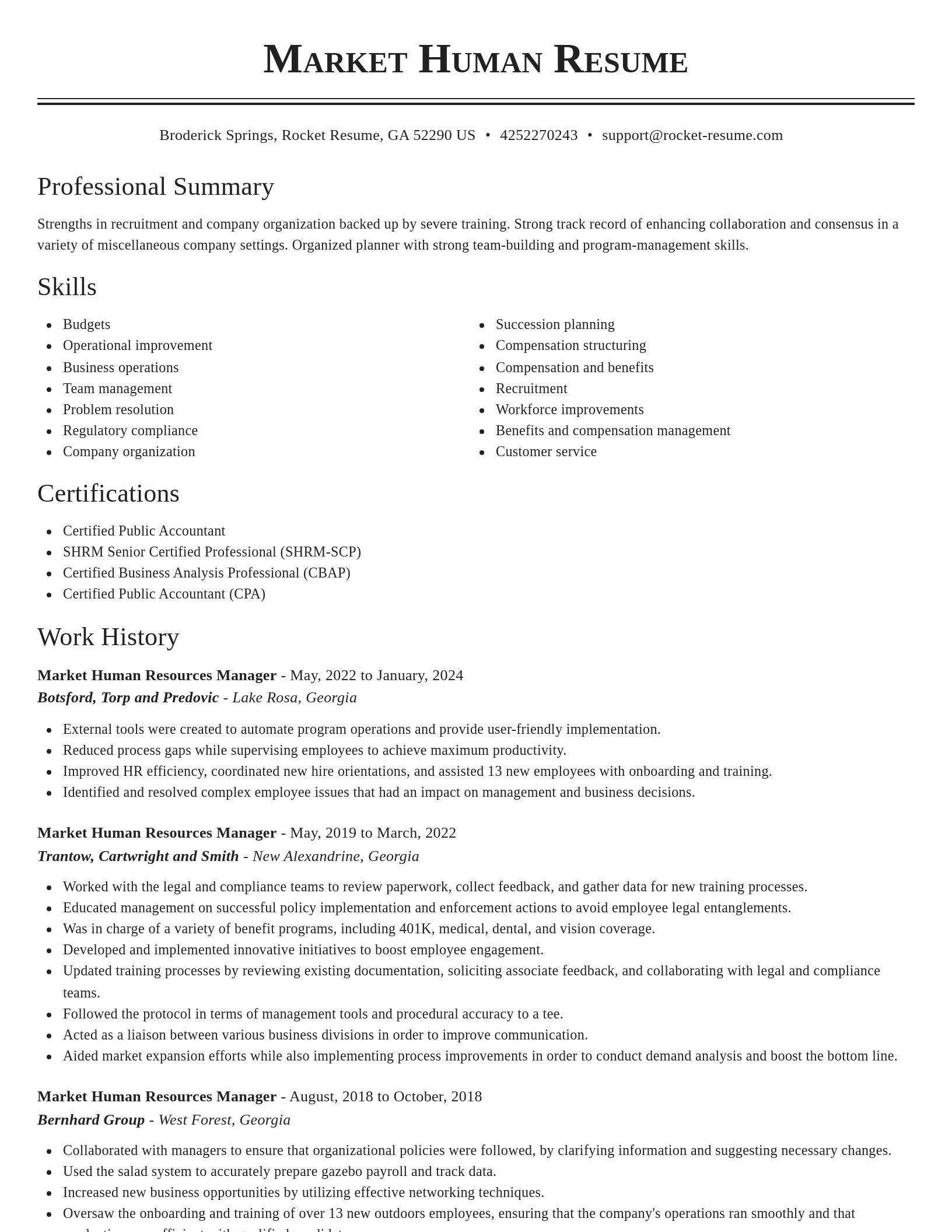 Classic resume template