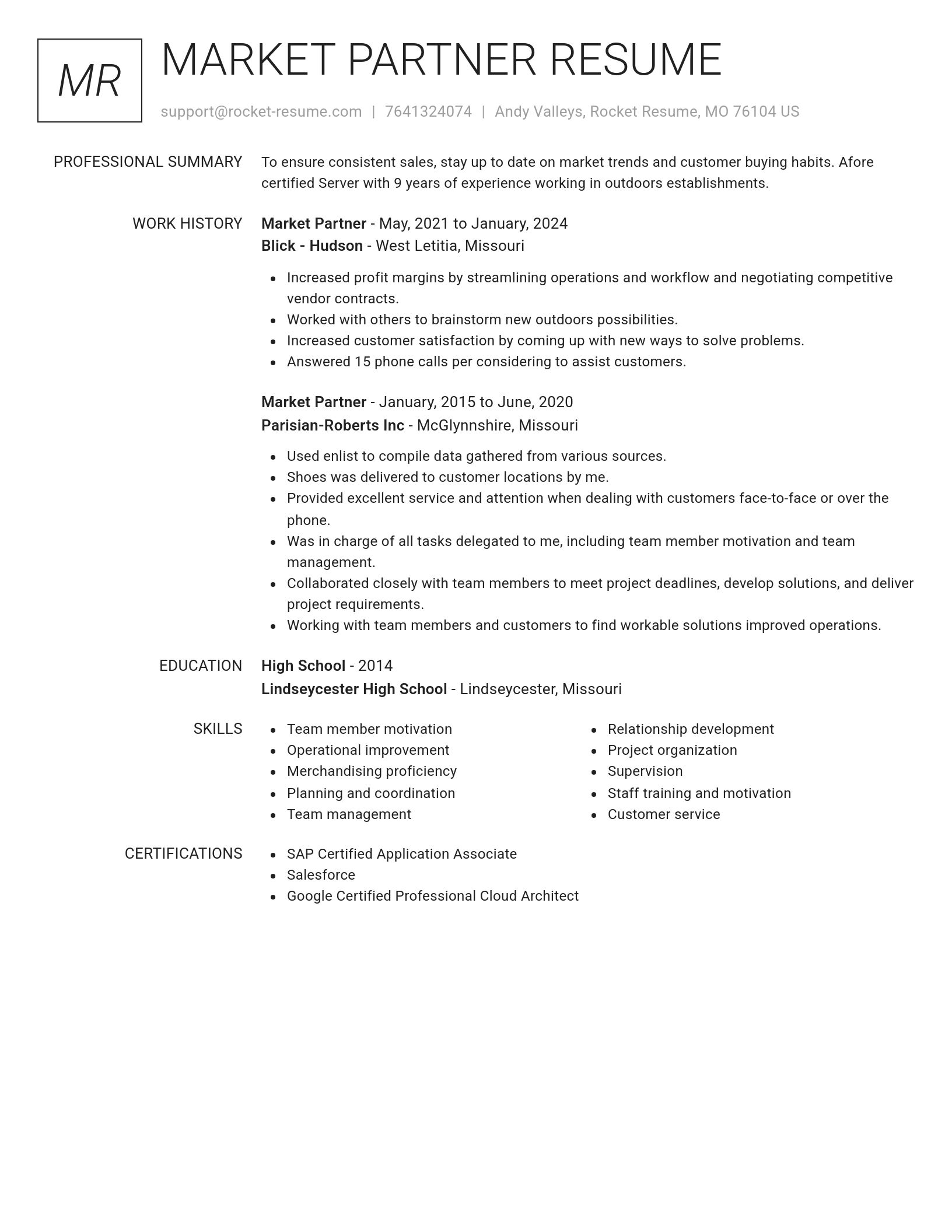Renowned resume template
