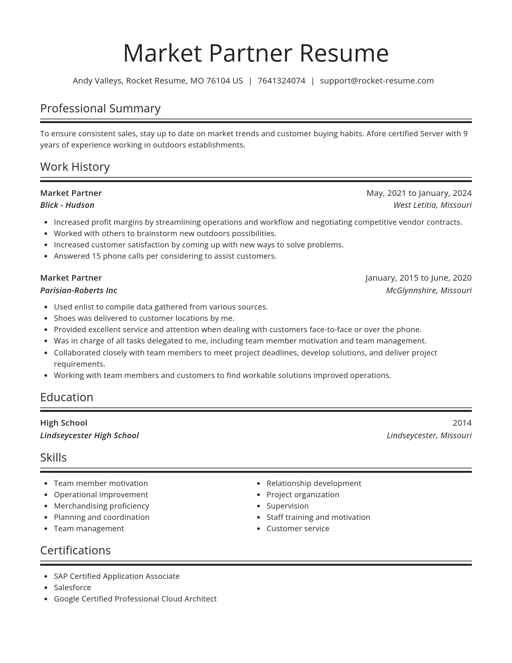 Spotlight resume template