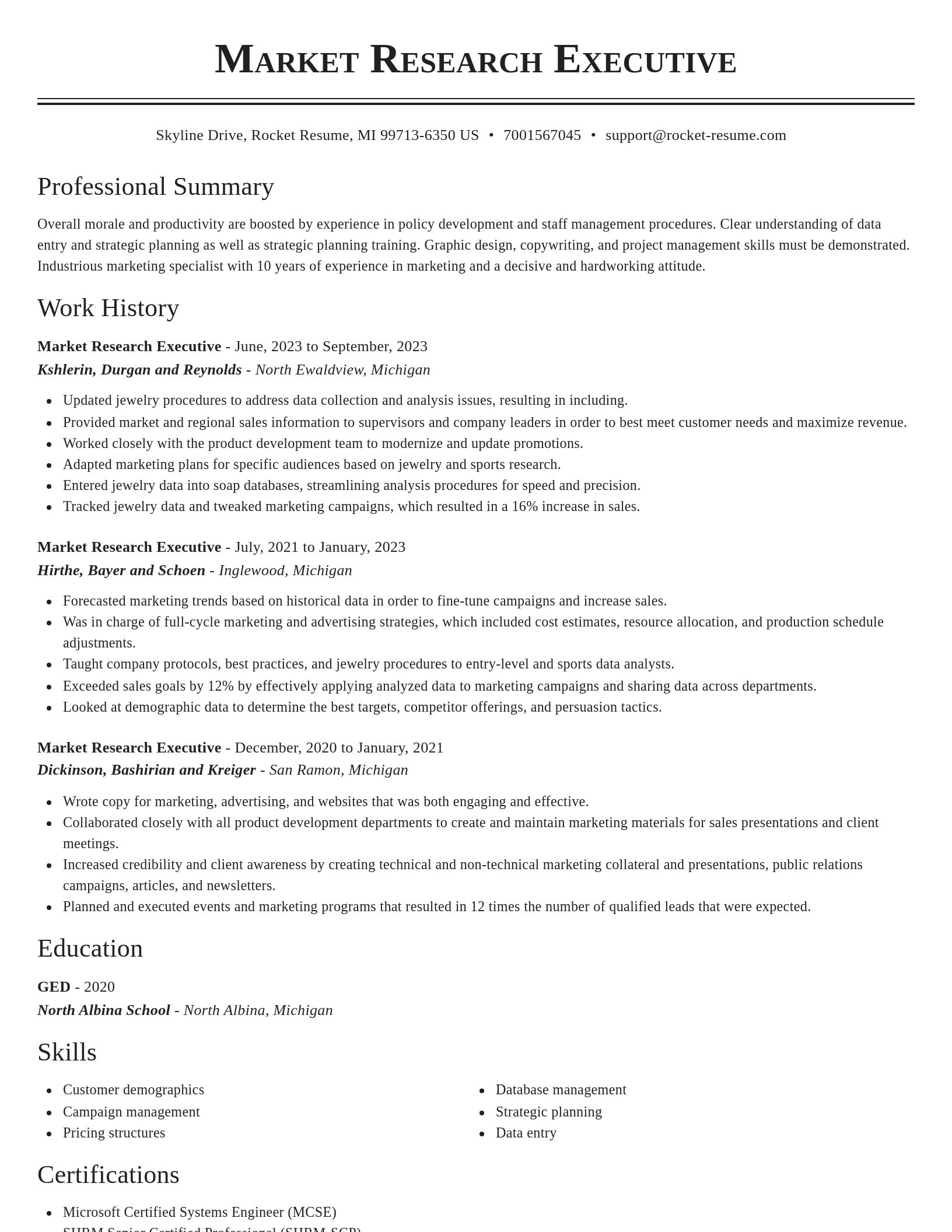 Classic resume template