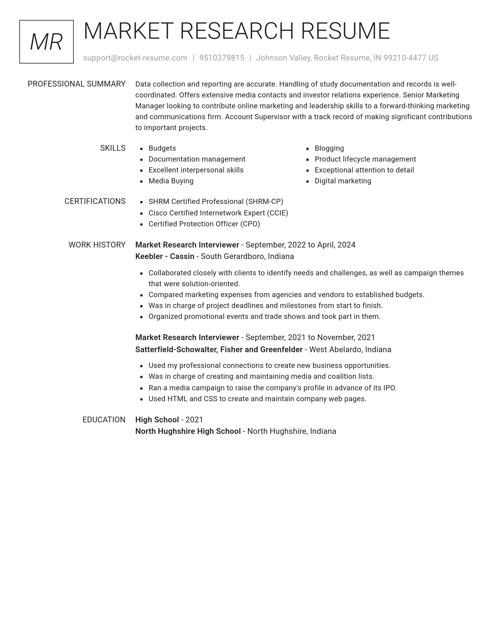 Renowned resume template