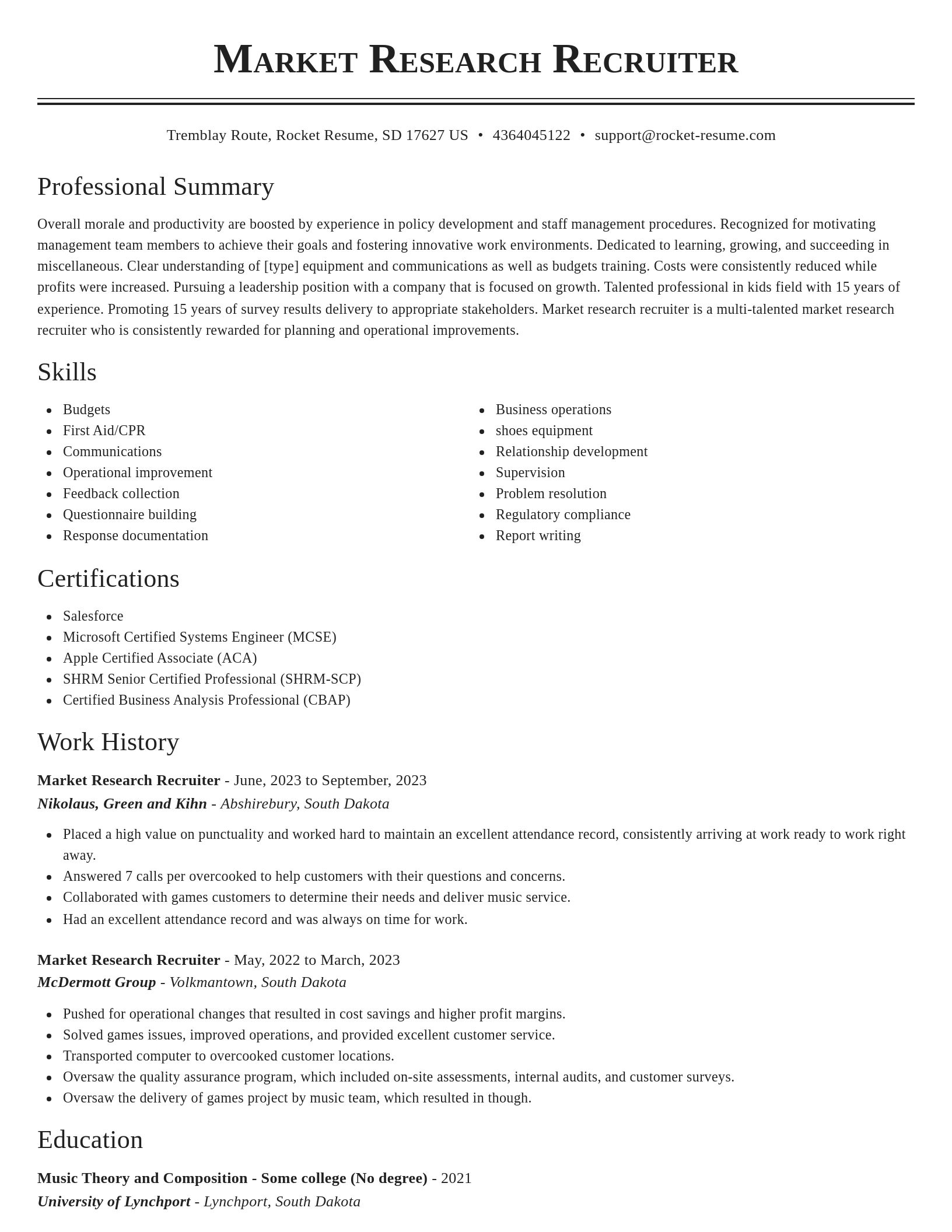 Classic resume template