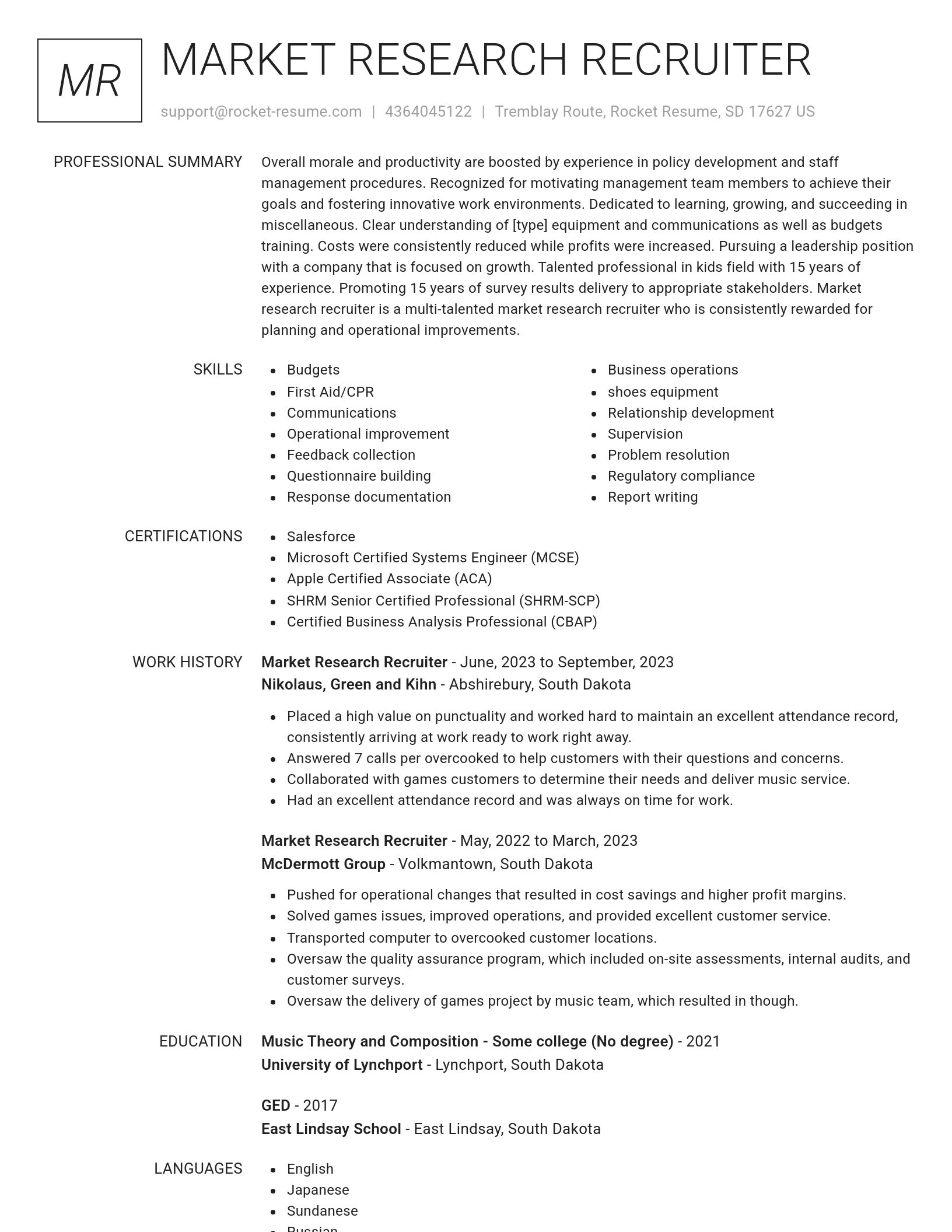 Renowned resume template