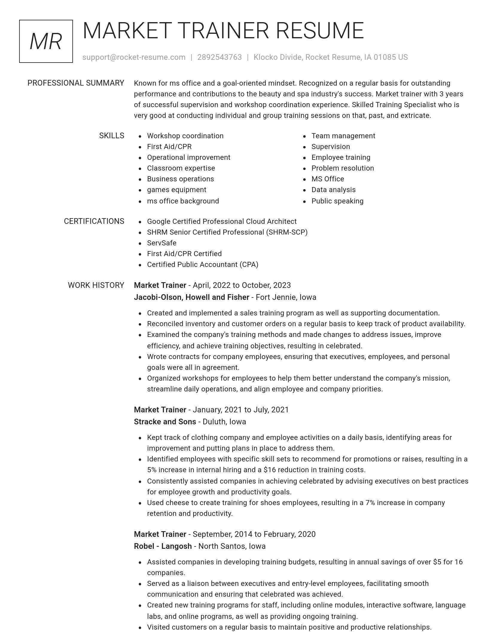 Renowned resume template