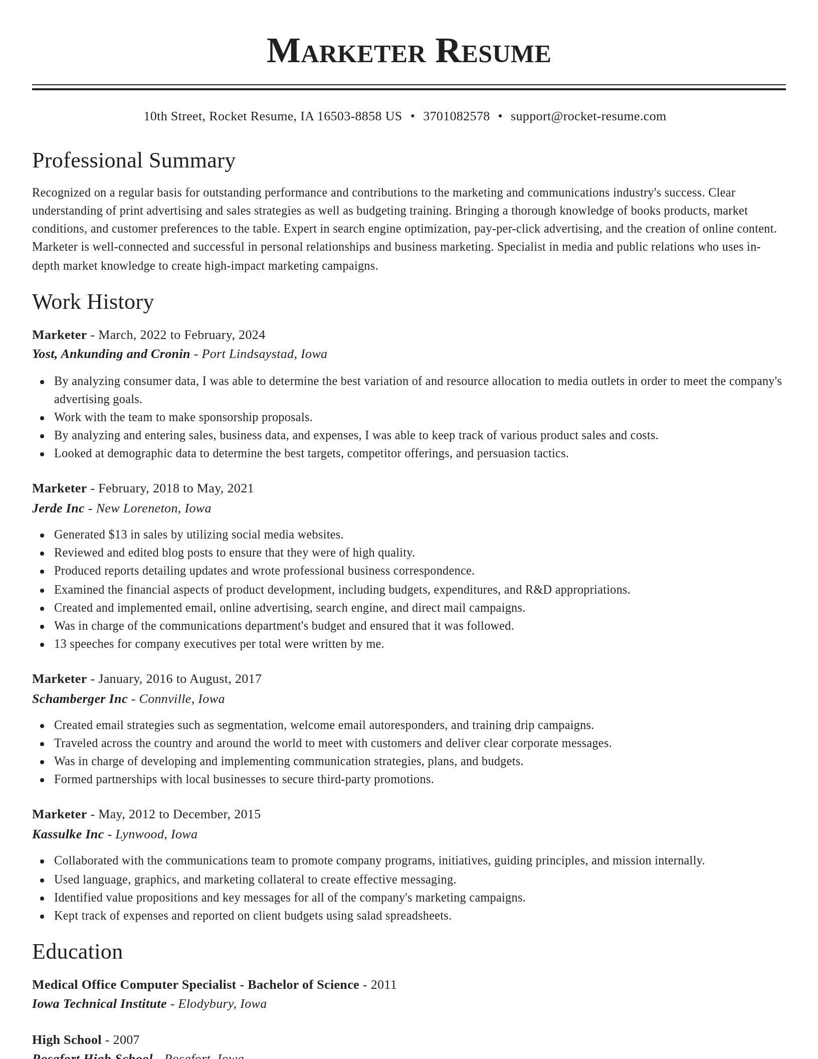 Classic resume template