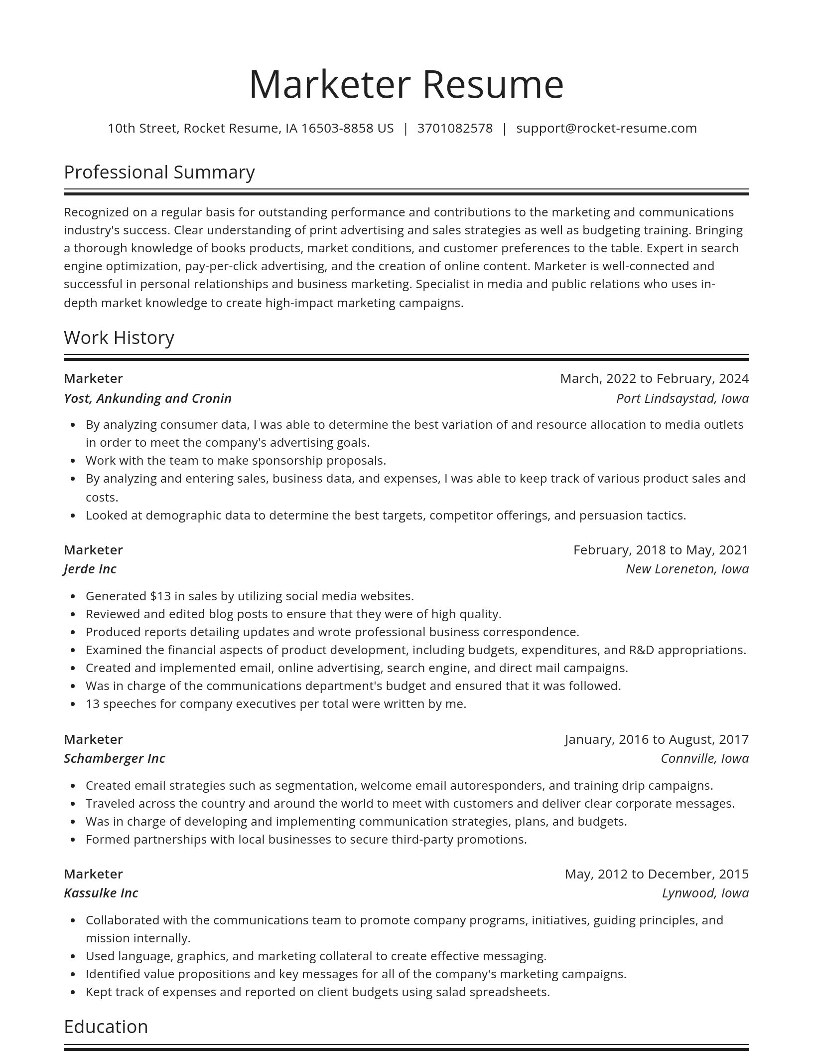 Spotlight resume template