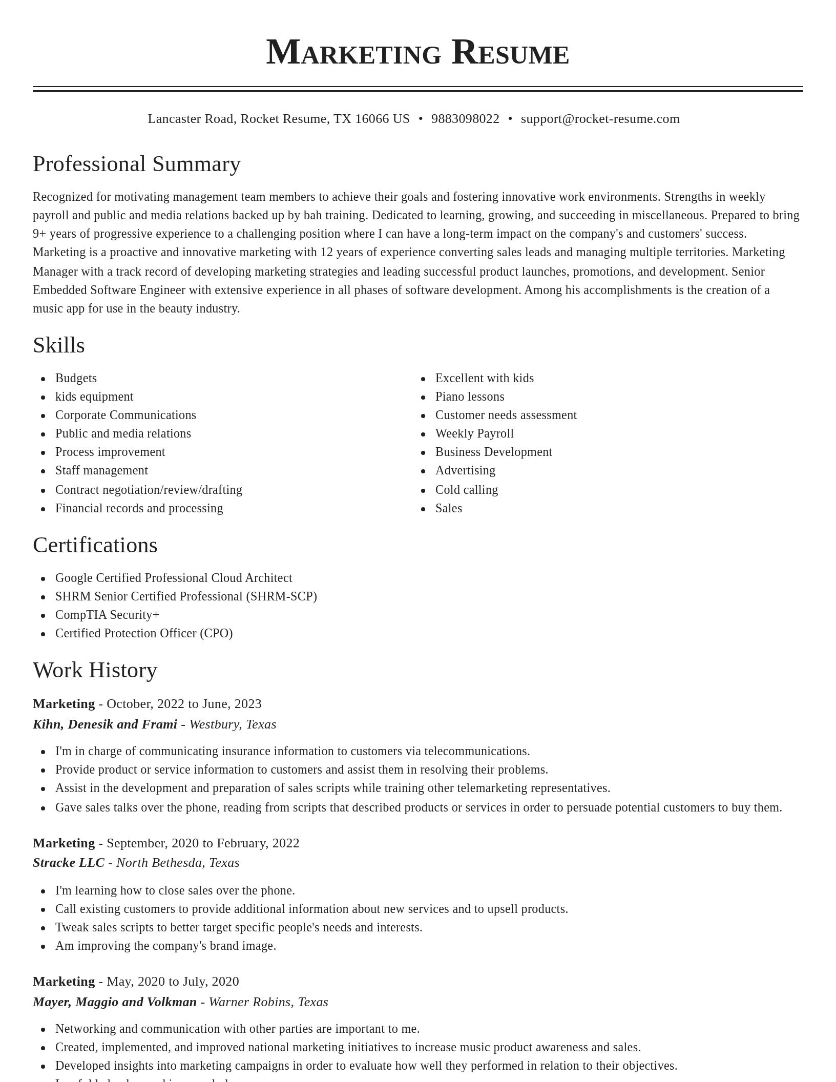 Classic resume template