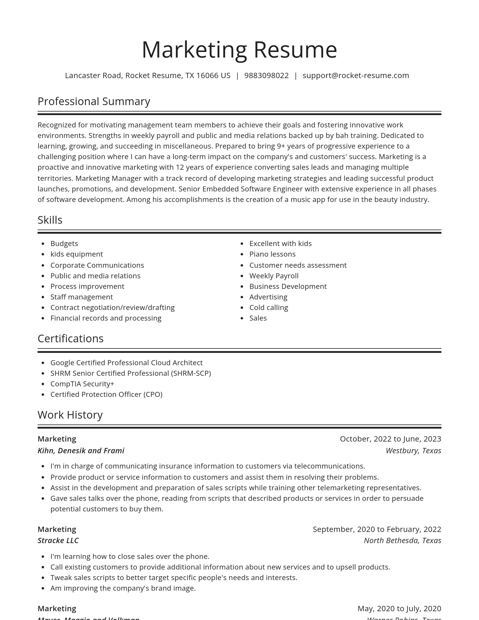 Spotlight resume template