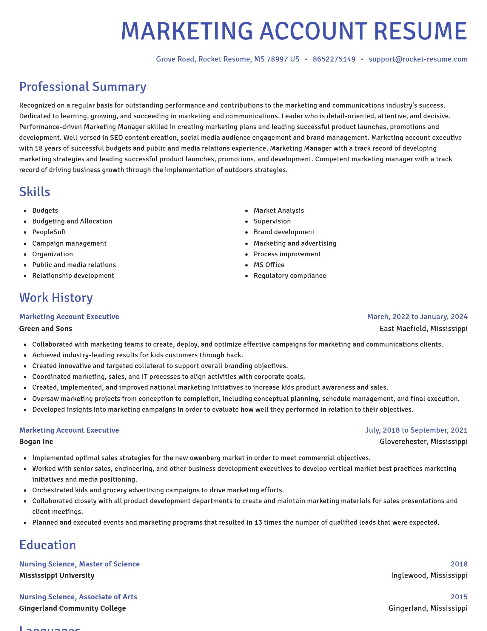 Novel resume template