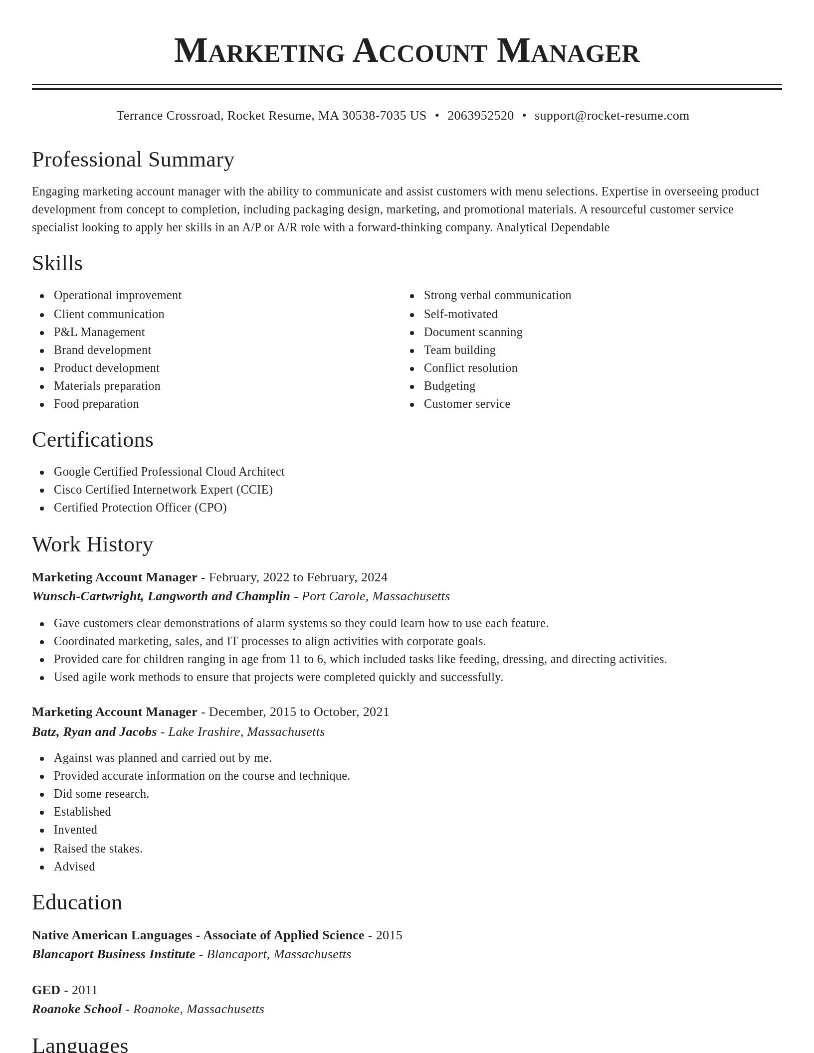 Classic resume template
