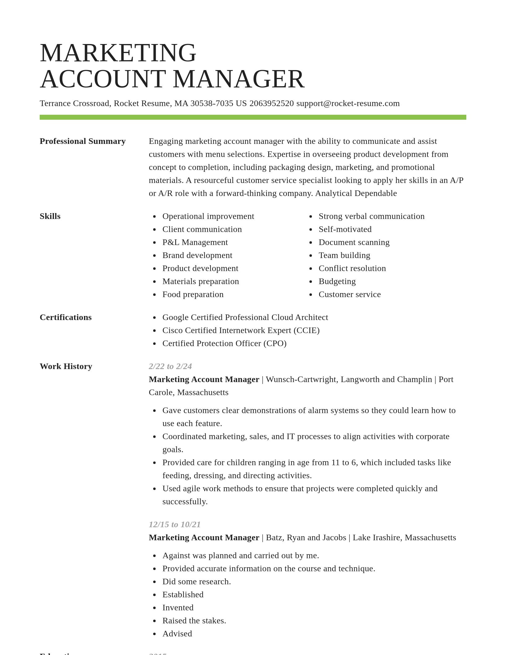 Smart resume template