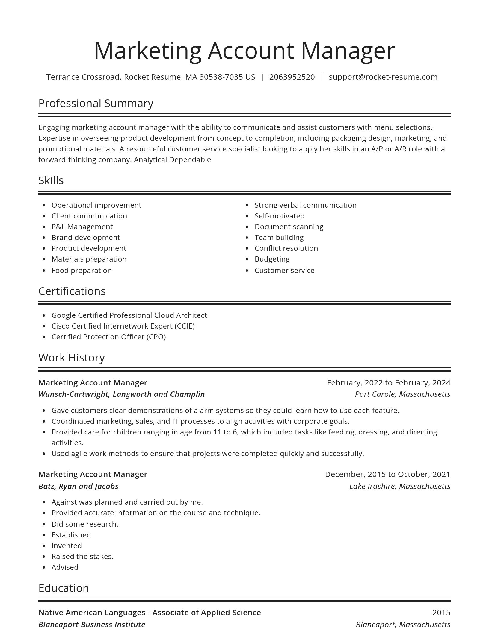 Spotlight resume template