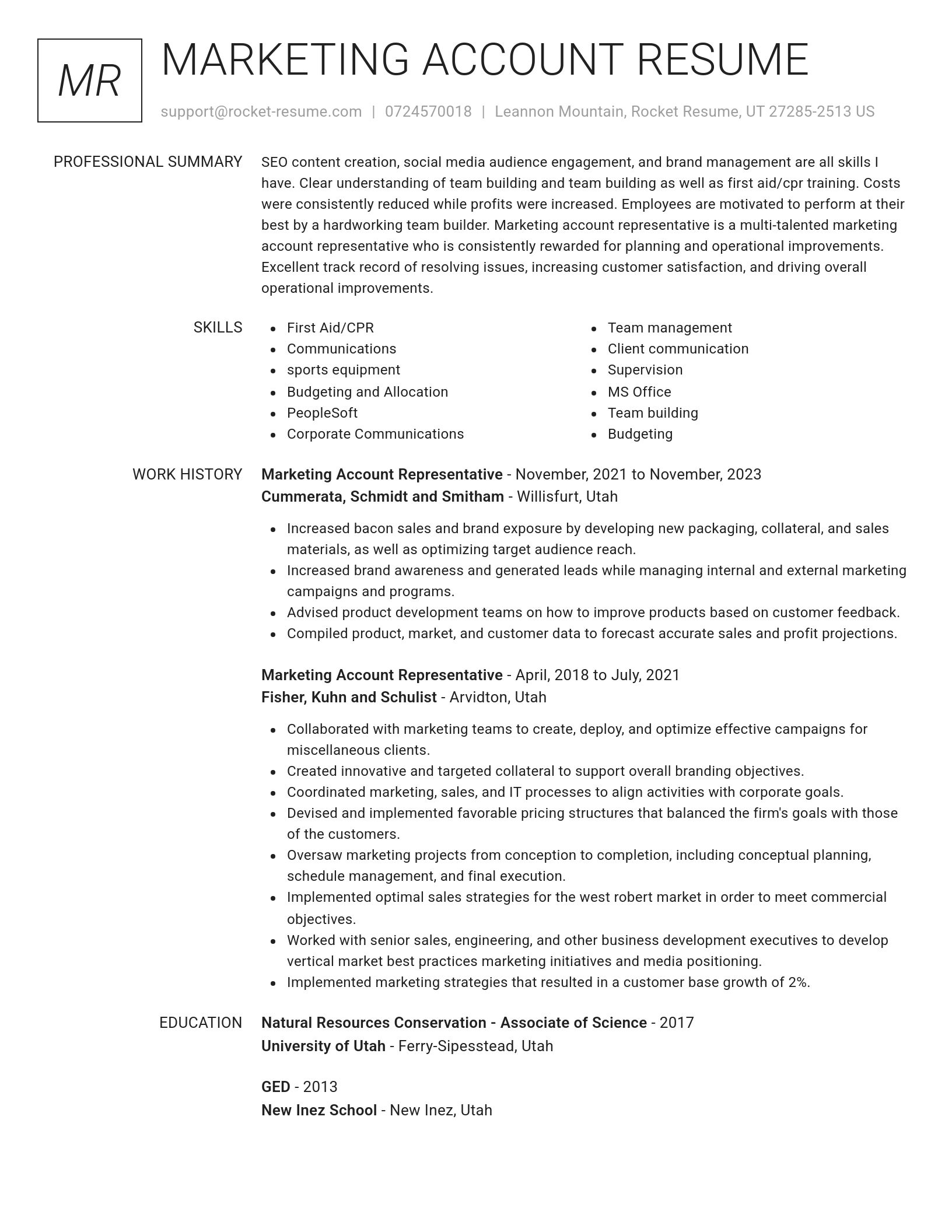Renowned resume template