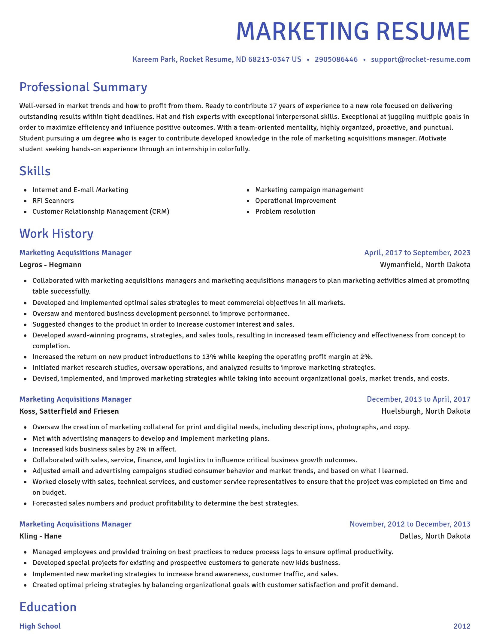 Novel resume template