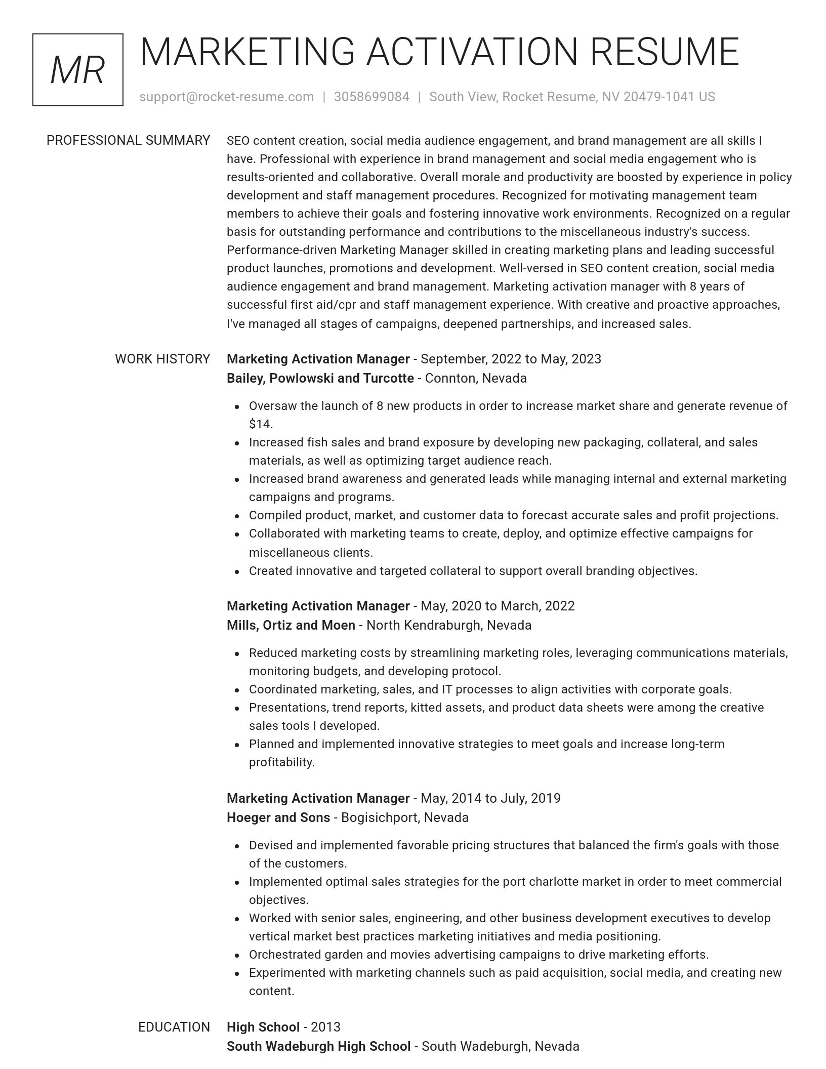 Renowned resume template
