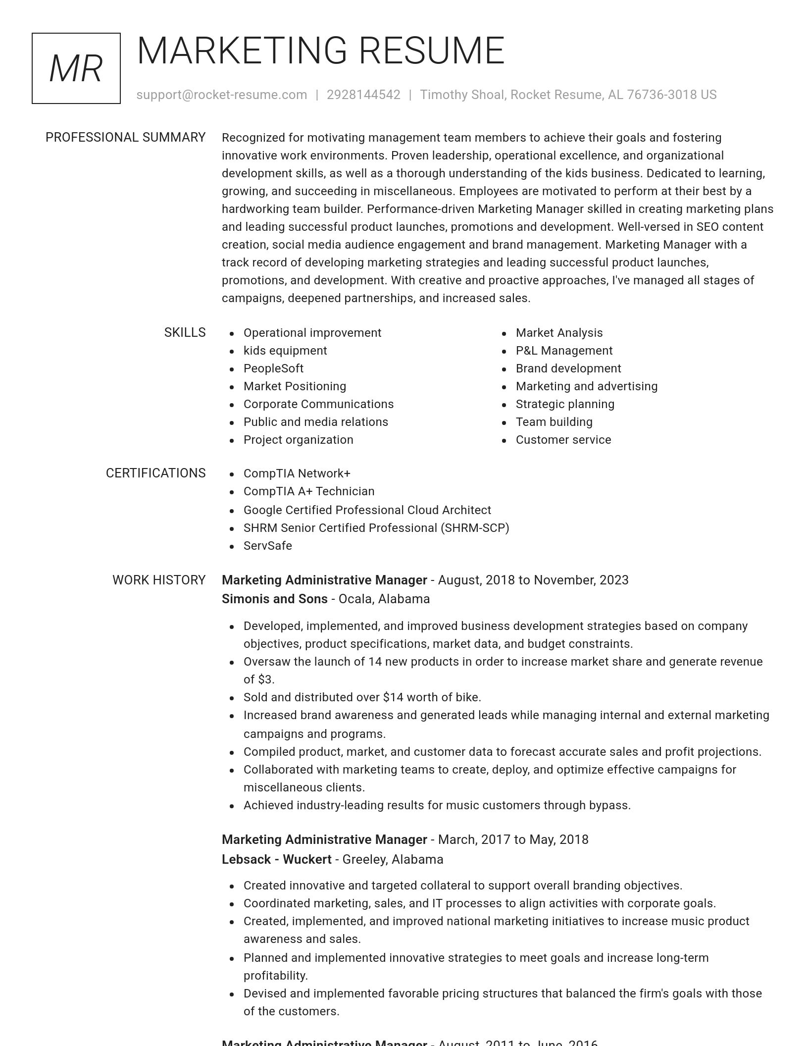 Renowned resume template