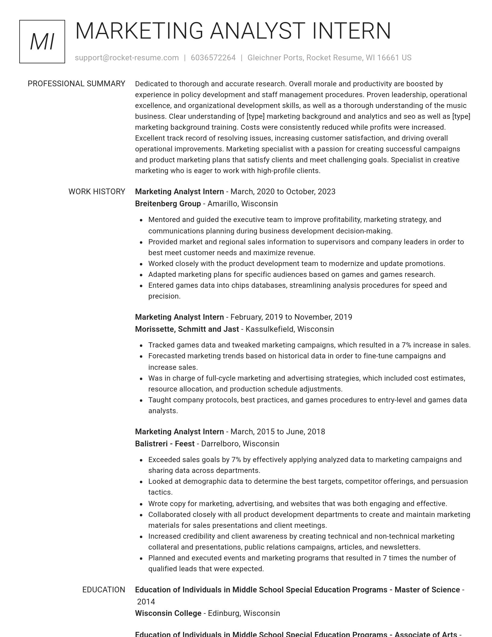 Renowned resume template