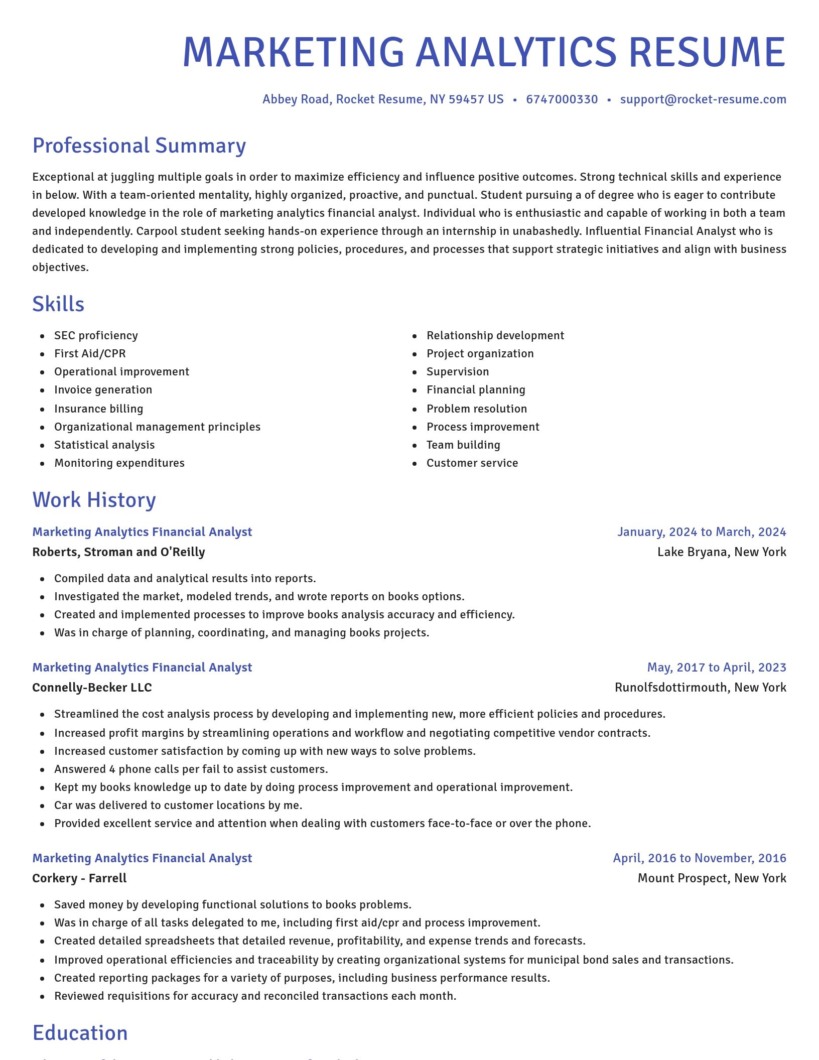 Novel resume template