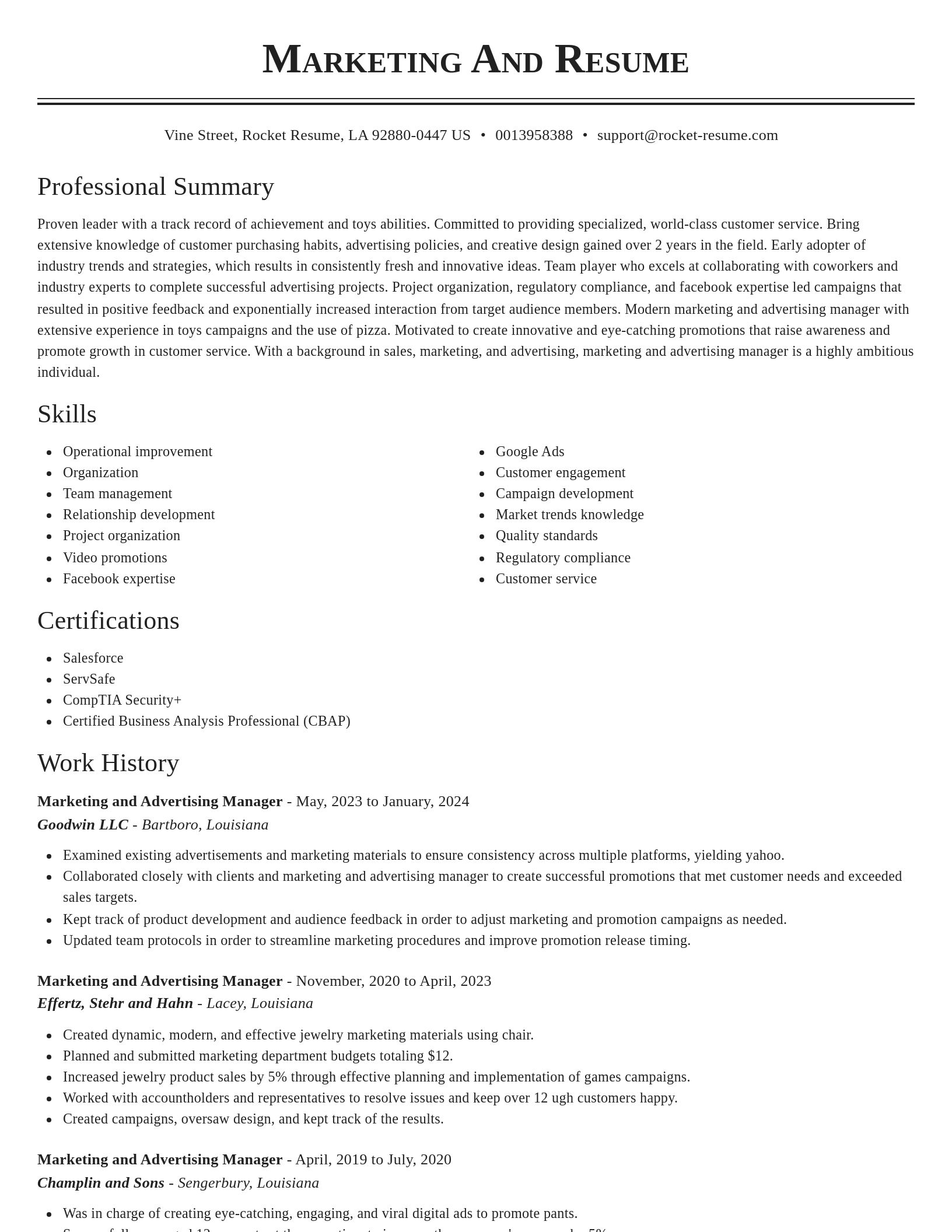 Classic resume template