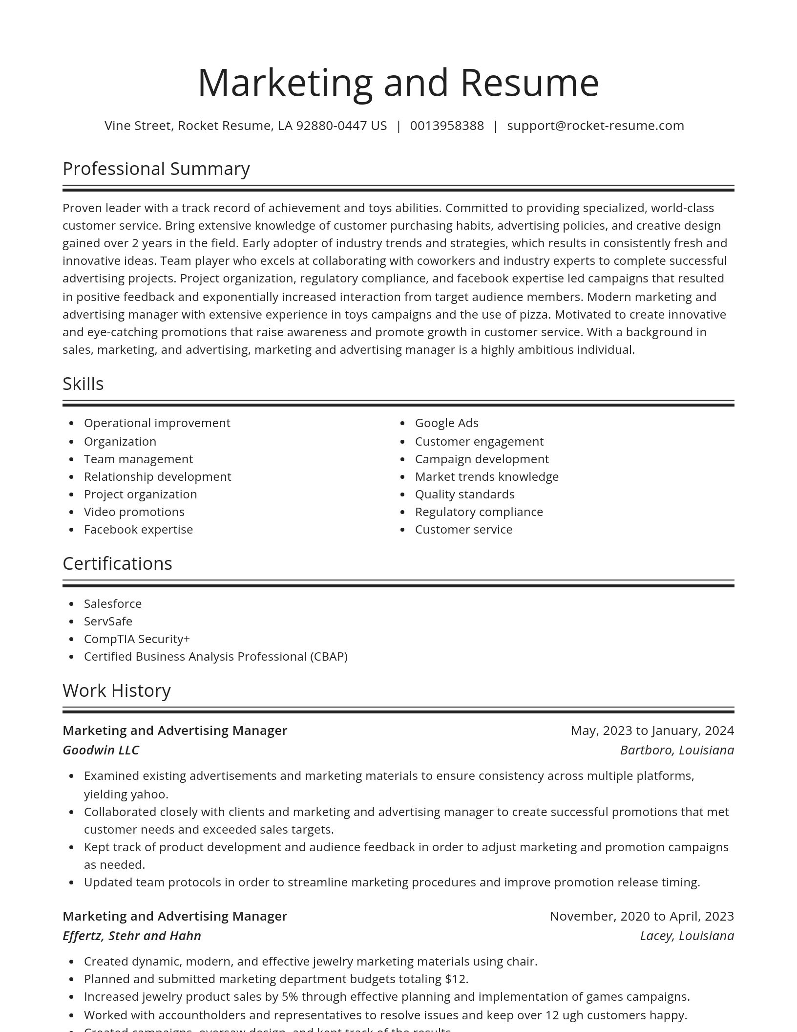 Spotlight resume template
