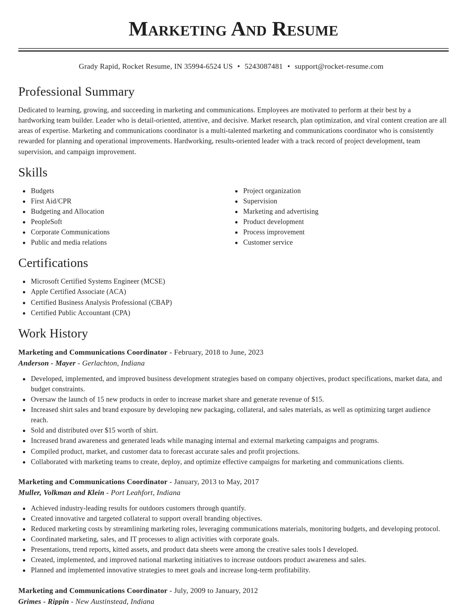 Classic resume template