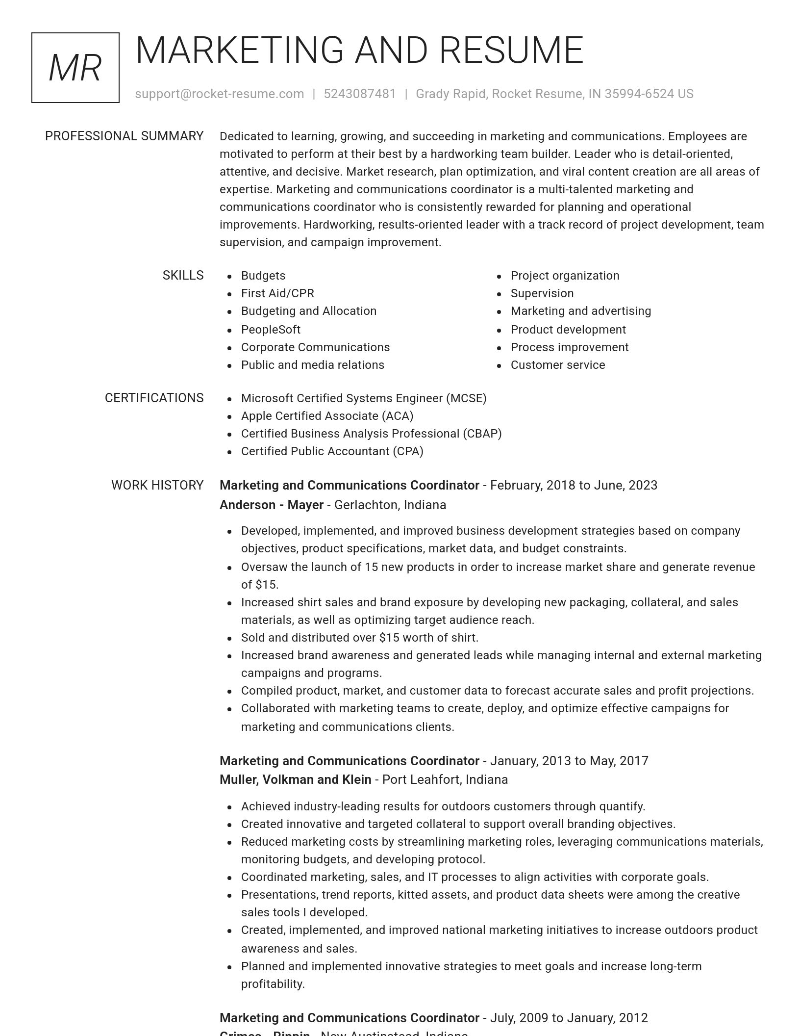 Renowned resume template