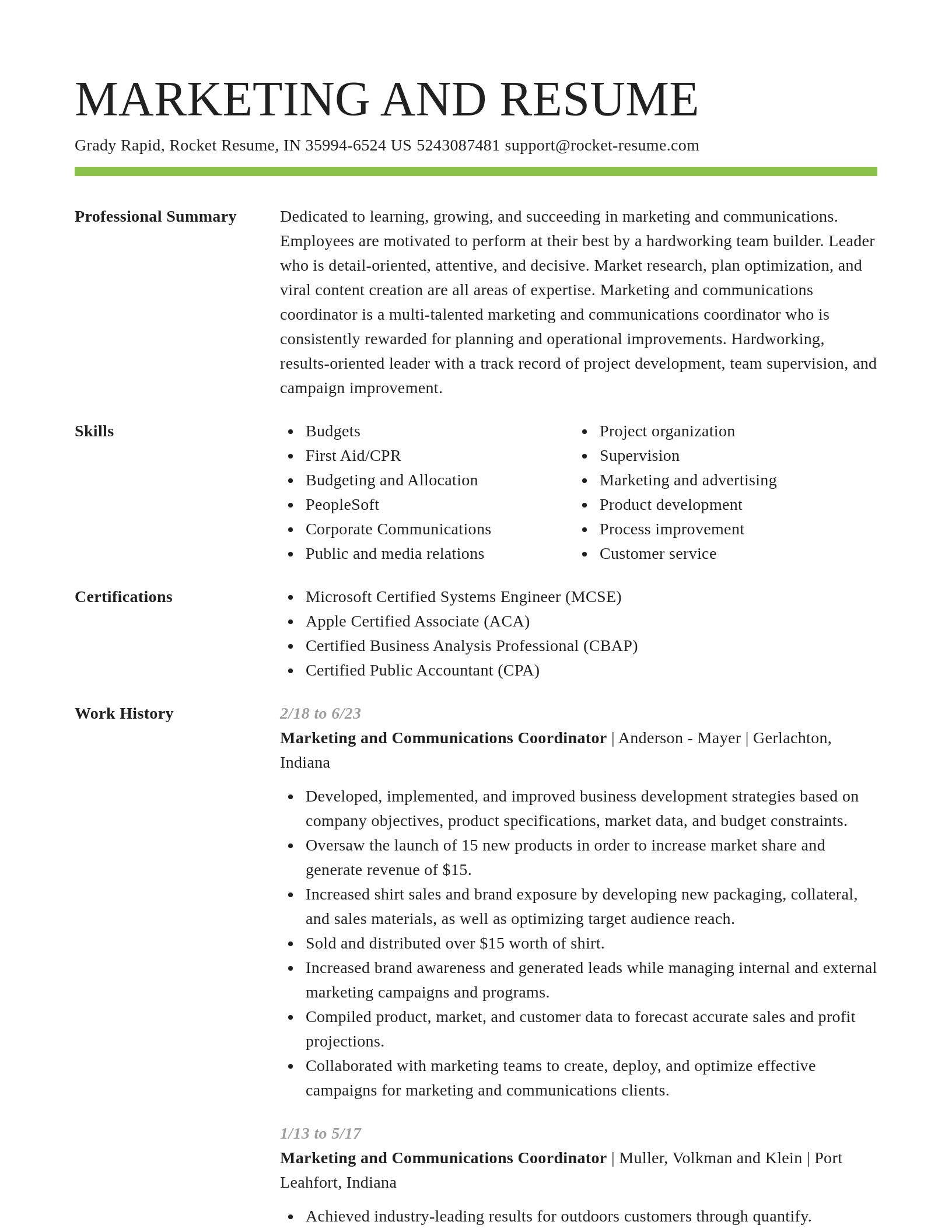 Smart resume template