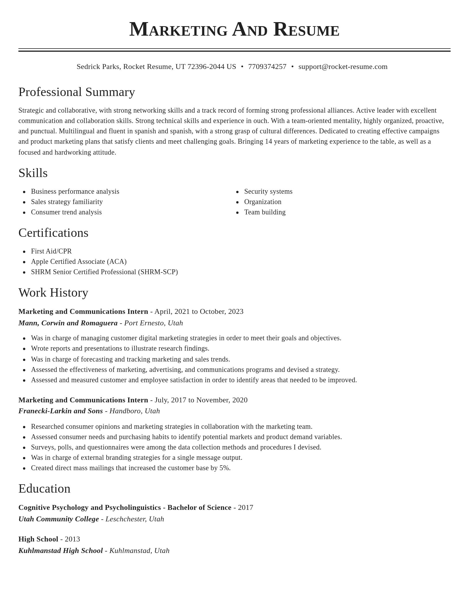 Classic resume template