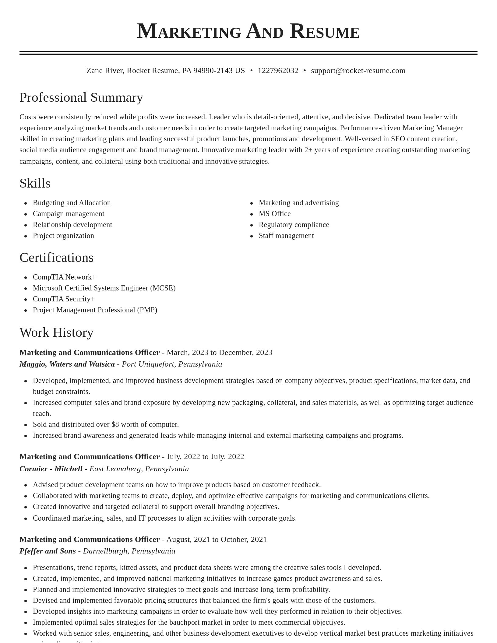 Classic resume template