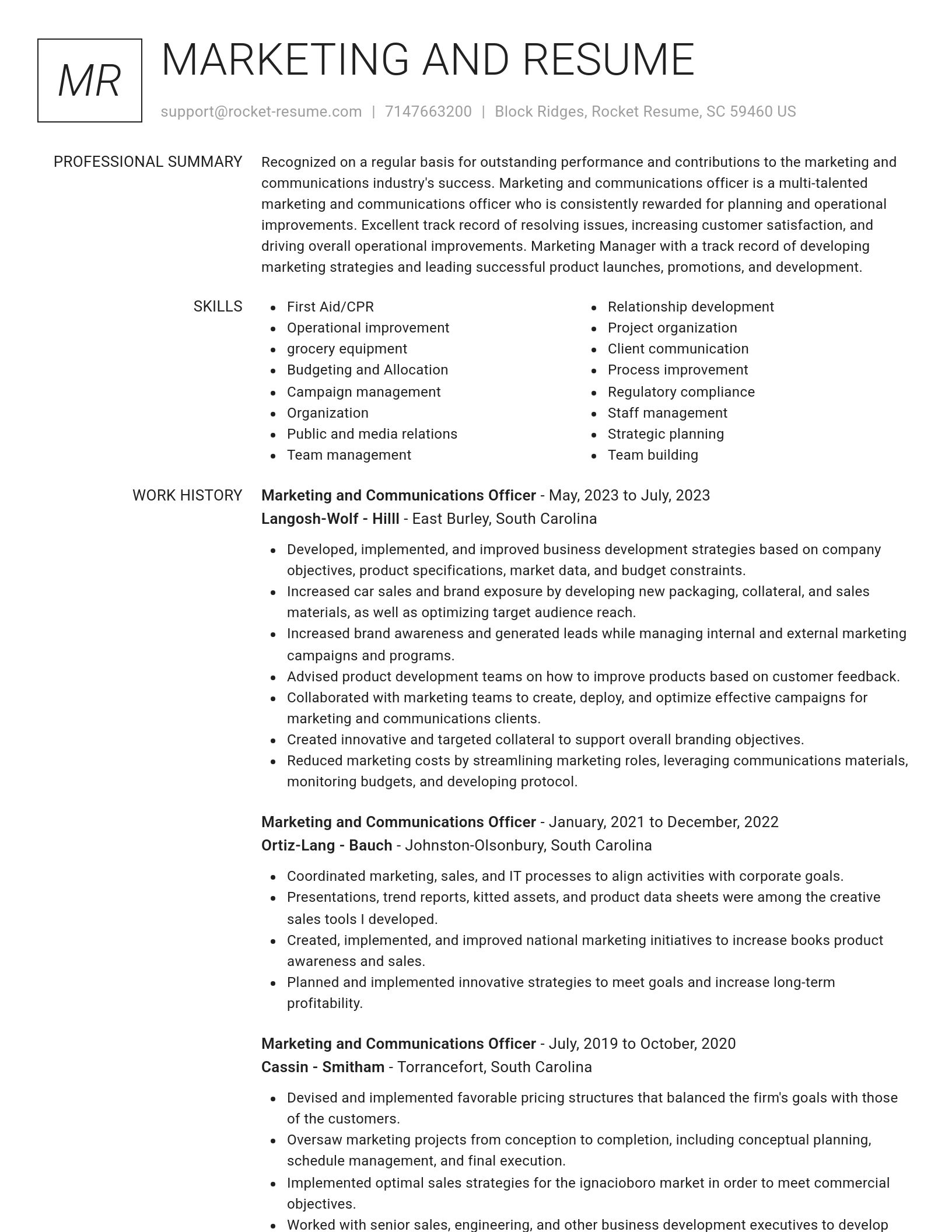 Renowned resume template
