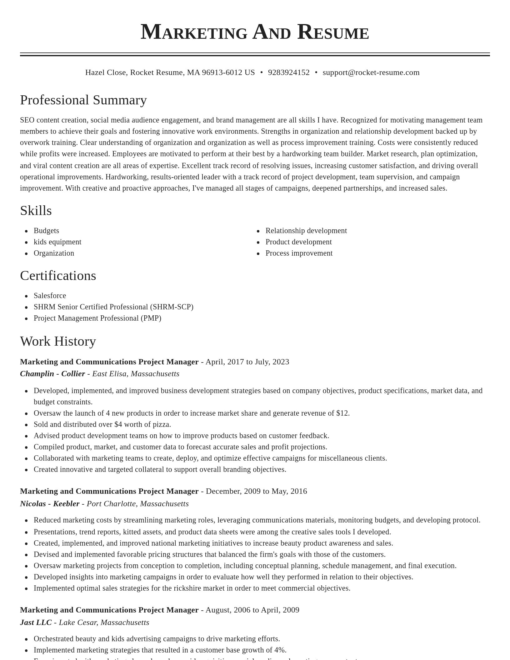 Classic resume template